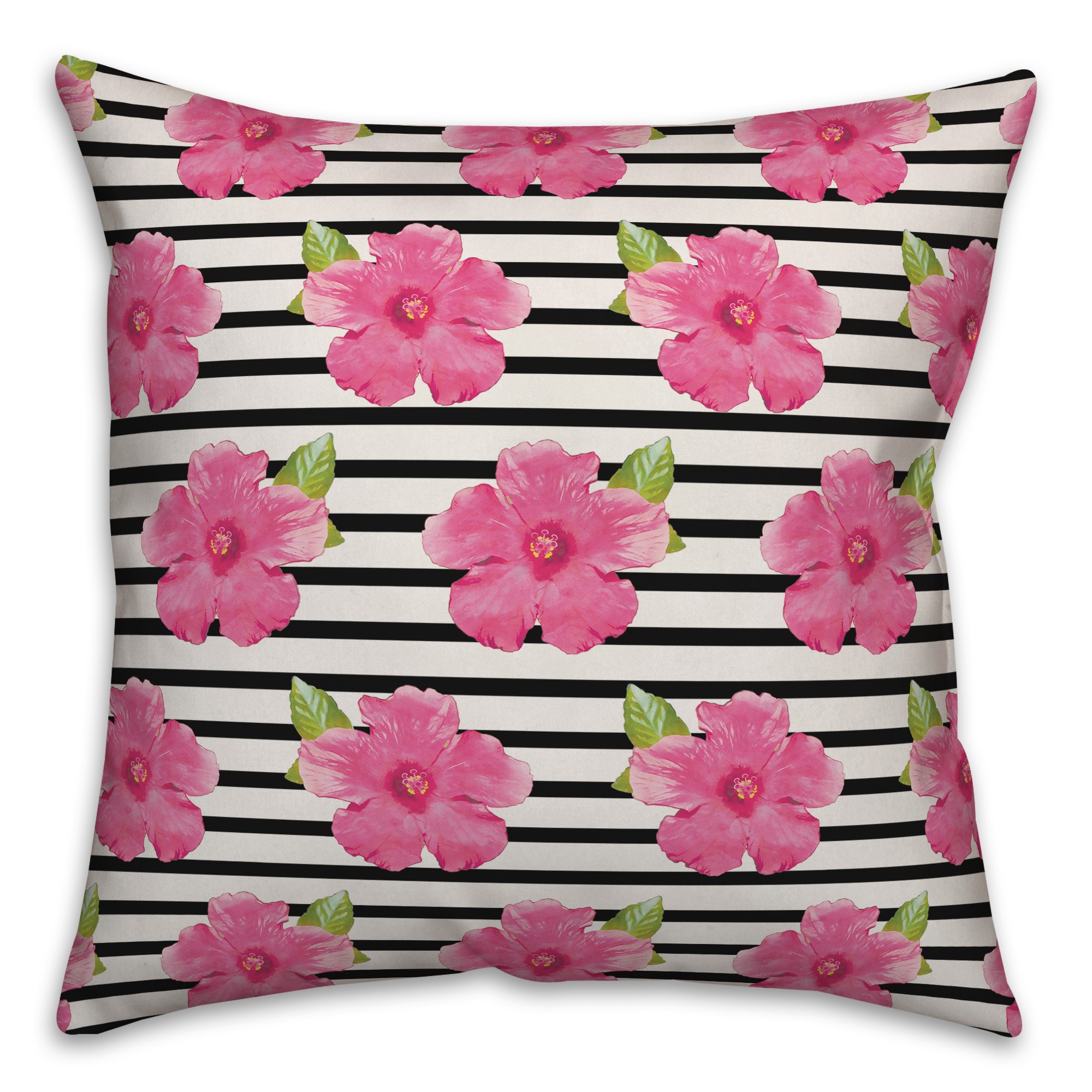Hibiscus Stripes Pillow