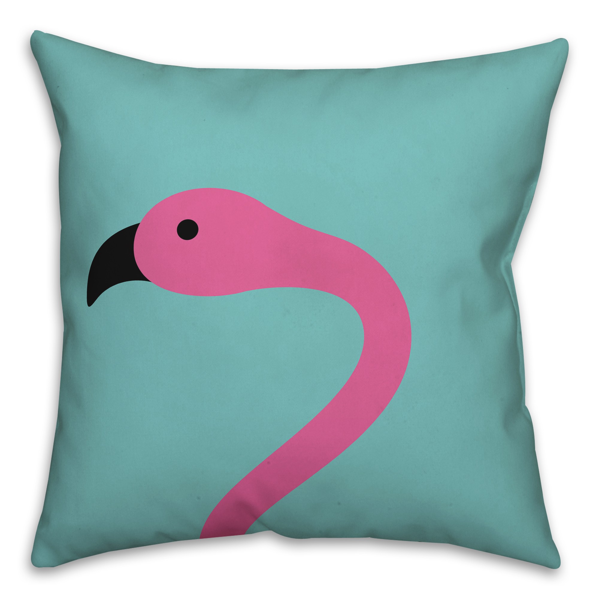 Flamingo on Teal Pillow