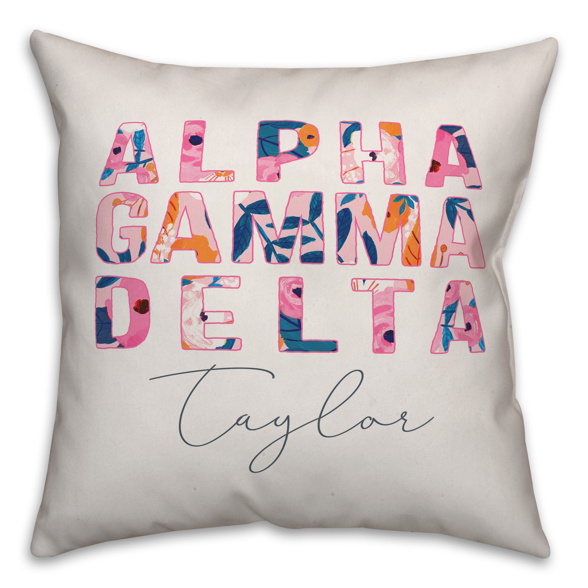 Bright Florals - Alpha Gamma Delta 18x18 Personalized Spun Poly Pillow