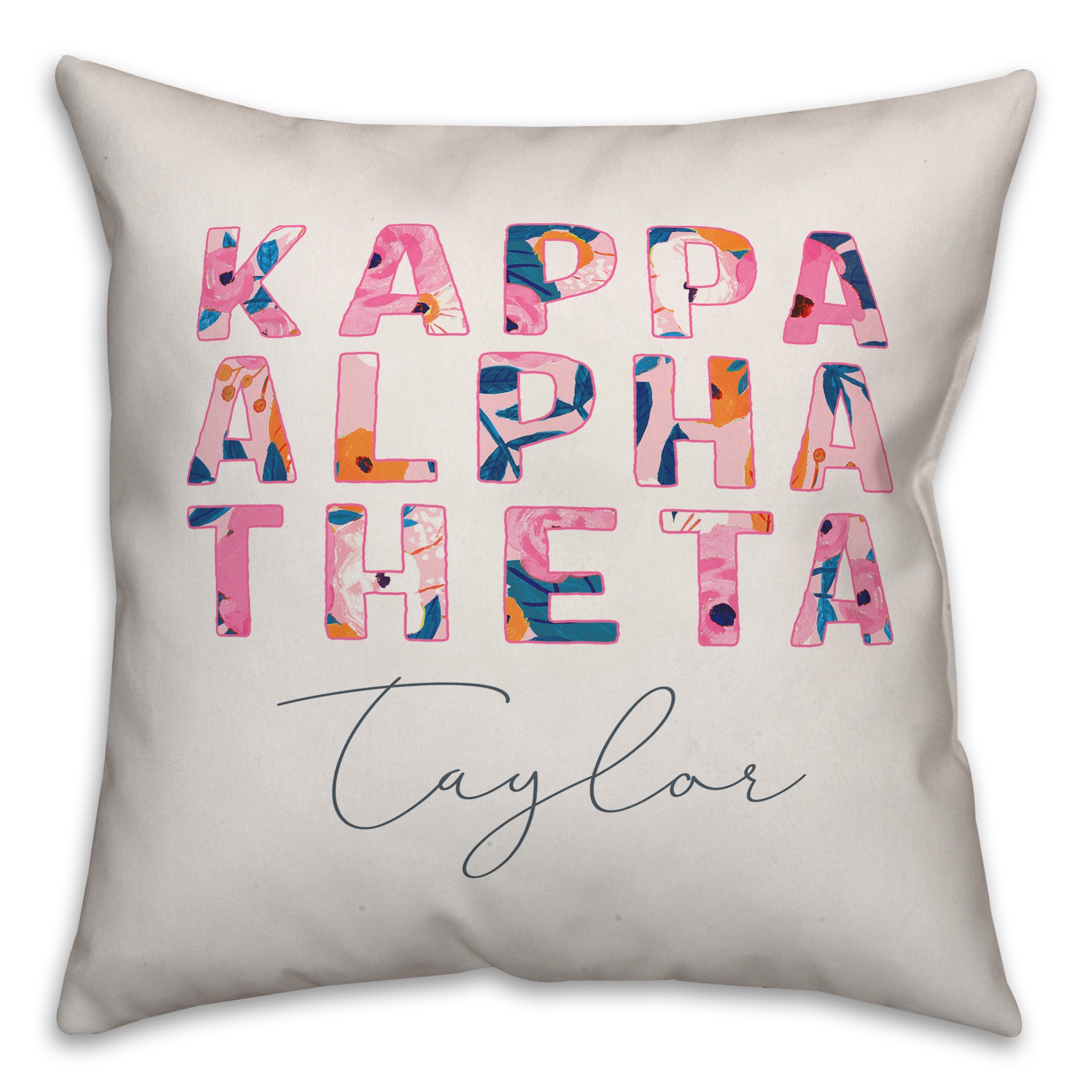 Bright Florals - Kappa Alpha Theta 18x18 Personalized Spun Poly Pillow