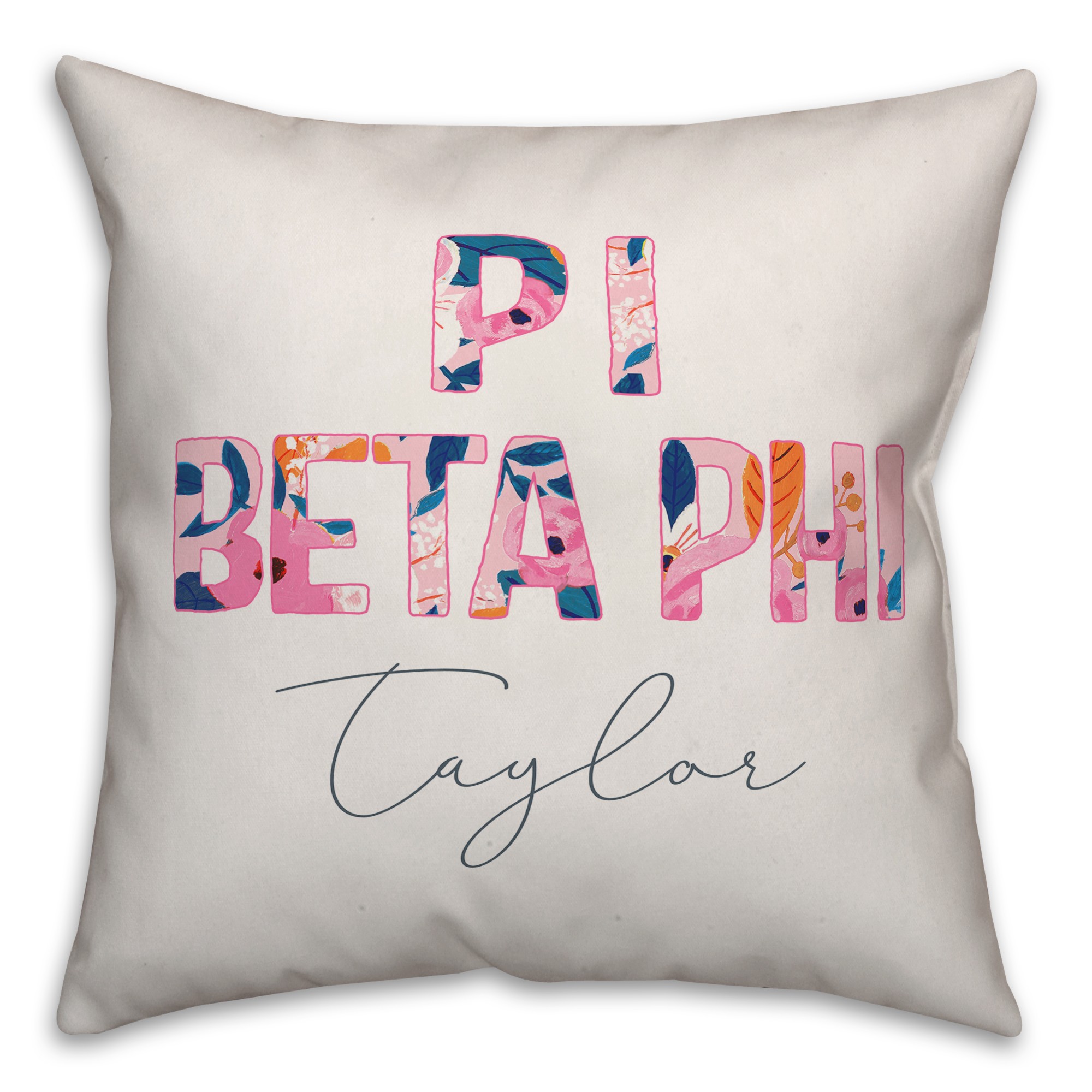 Bright Florals - Pi Beta Phi 18x18 Personalized Spun Poly Pillow