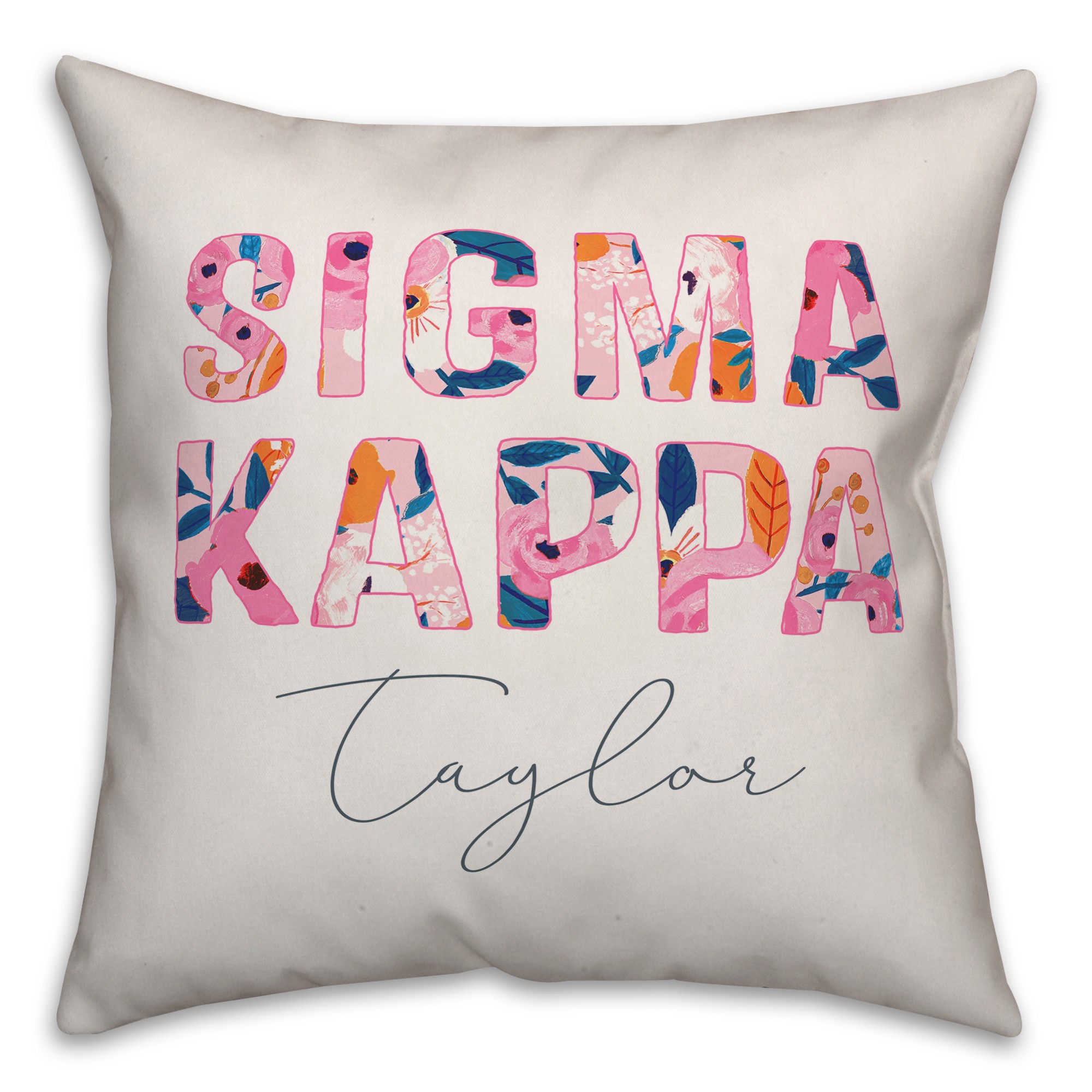 Bright Florals - Sigma Kappa 18x18 Personalized Spun Poly Pillow