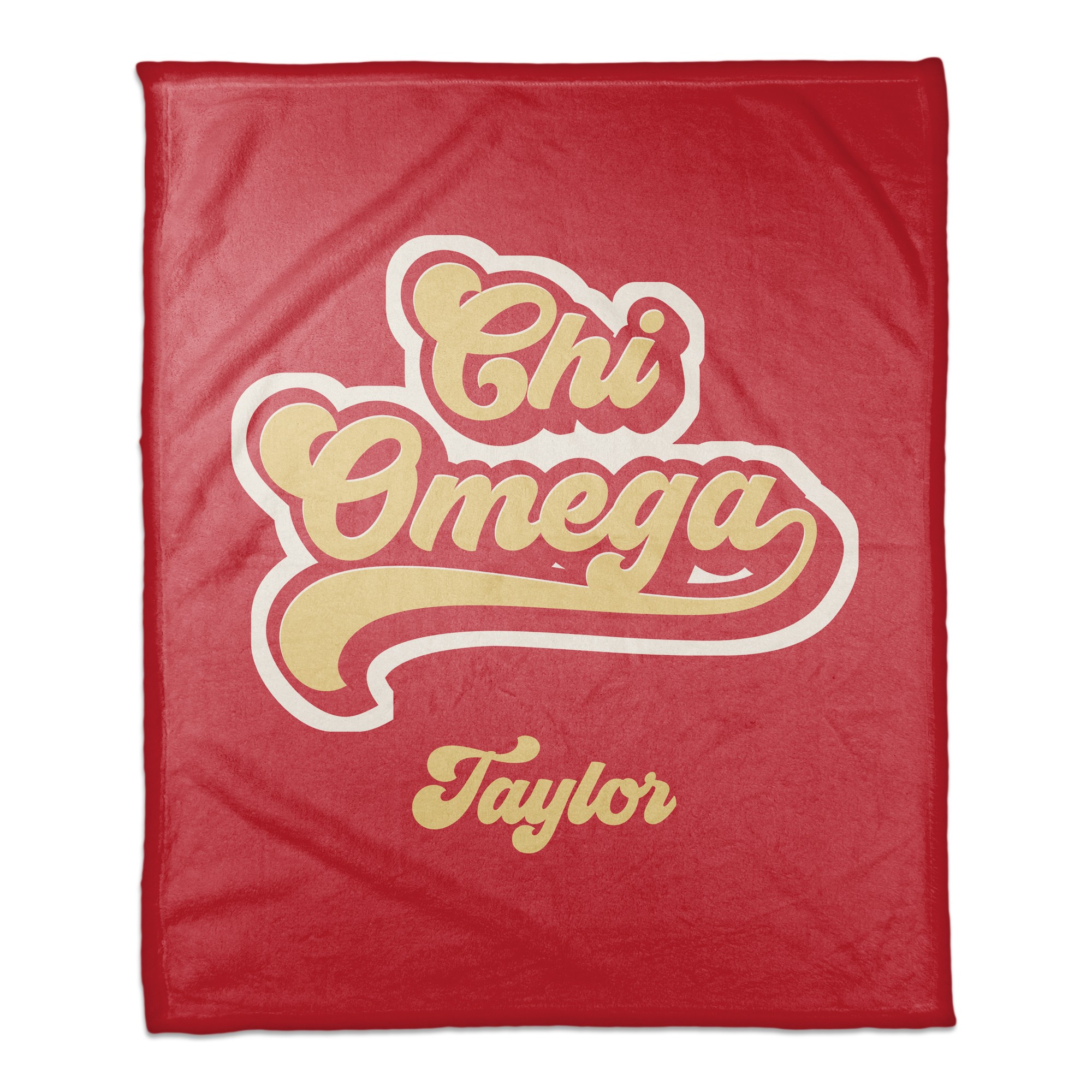 Retro Script - Chi Omega 50x60 Personalized Coral Fleece Blanket