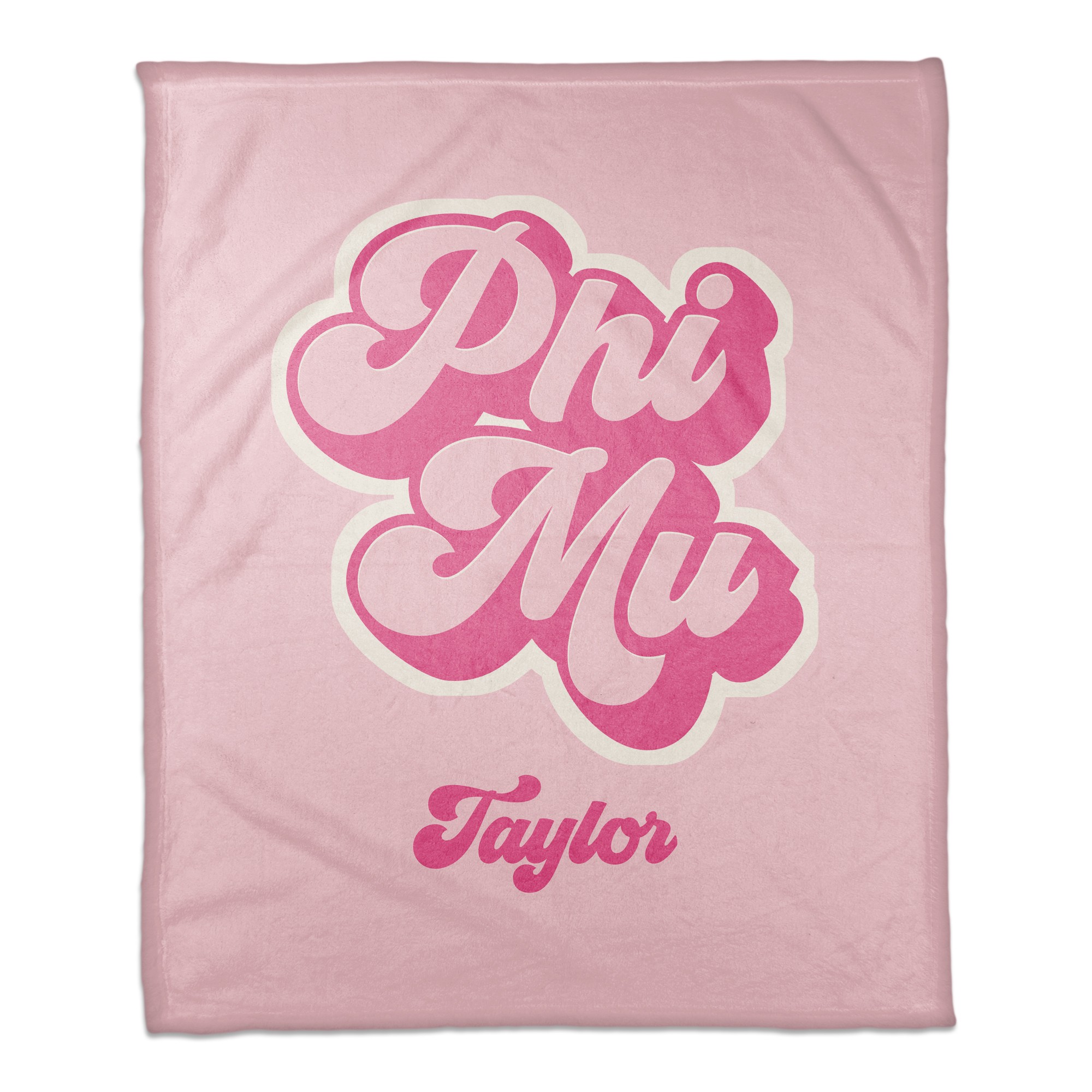 Retro Script - Phi Mu 50x60 Personalized Coral Fleece Blanket