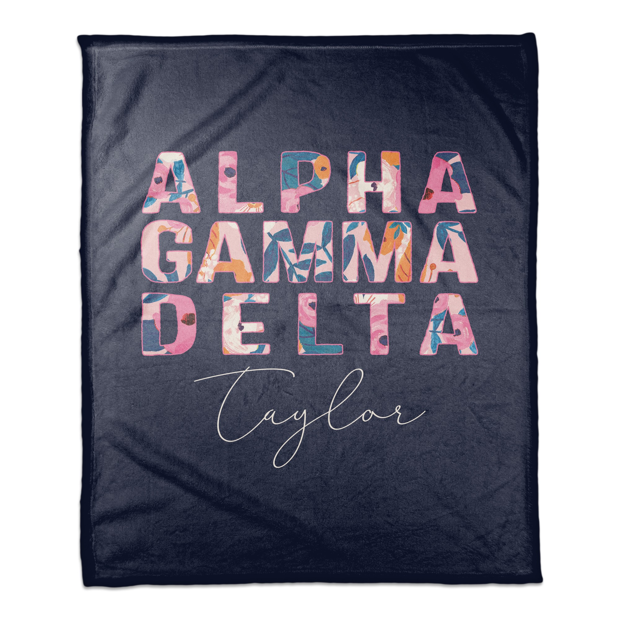 Bright Florals - Alpha Gamma Delta 50x60 Personalized Coral Fleece Blanket