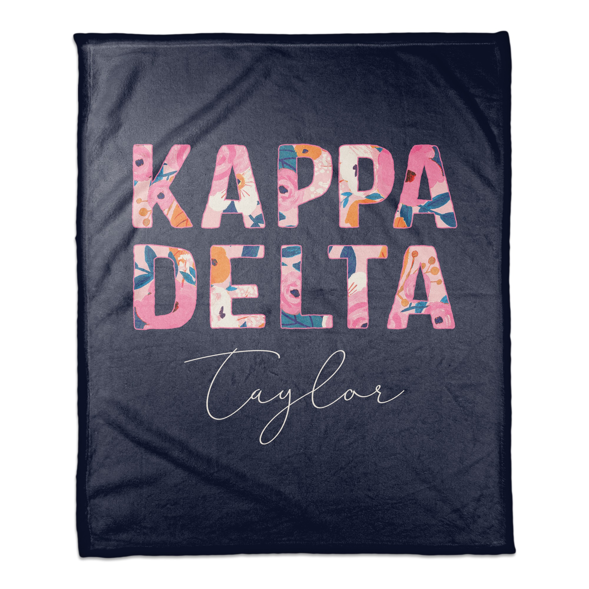 Bright Florals - Kappa Delta 50x60 Personalized Coral Fleece Blanket