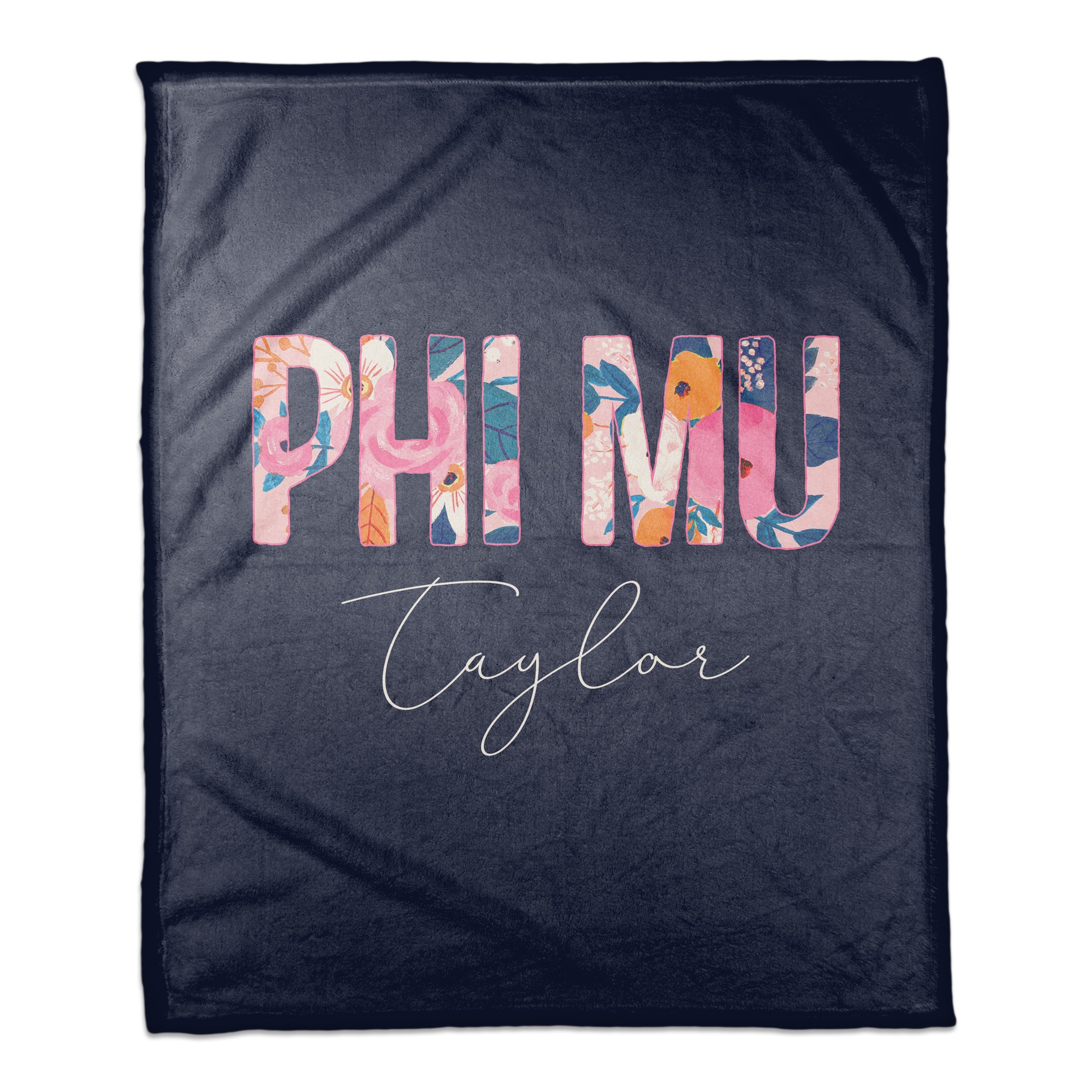 Bright Florals - Phi Mu 50x60 Personalized Coral Fleece Blanket