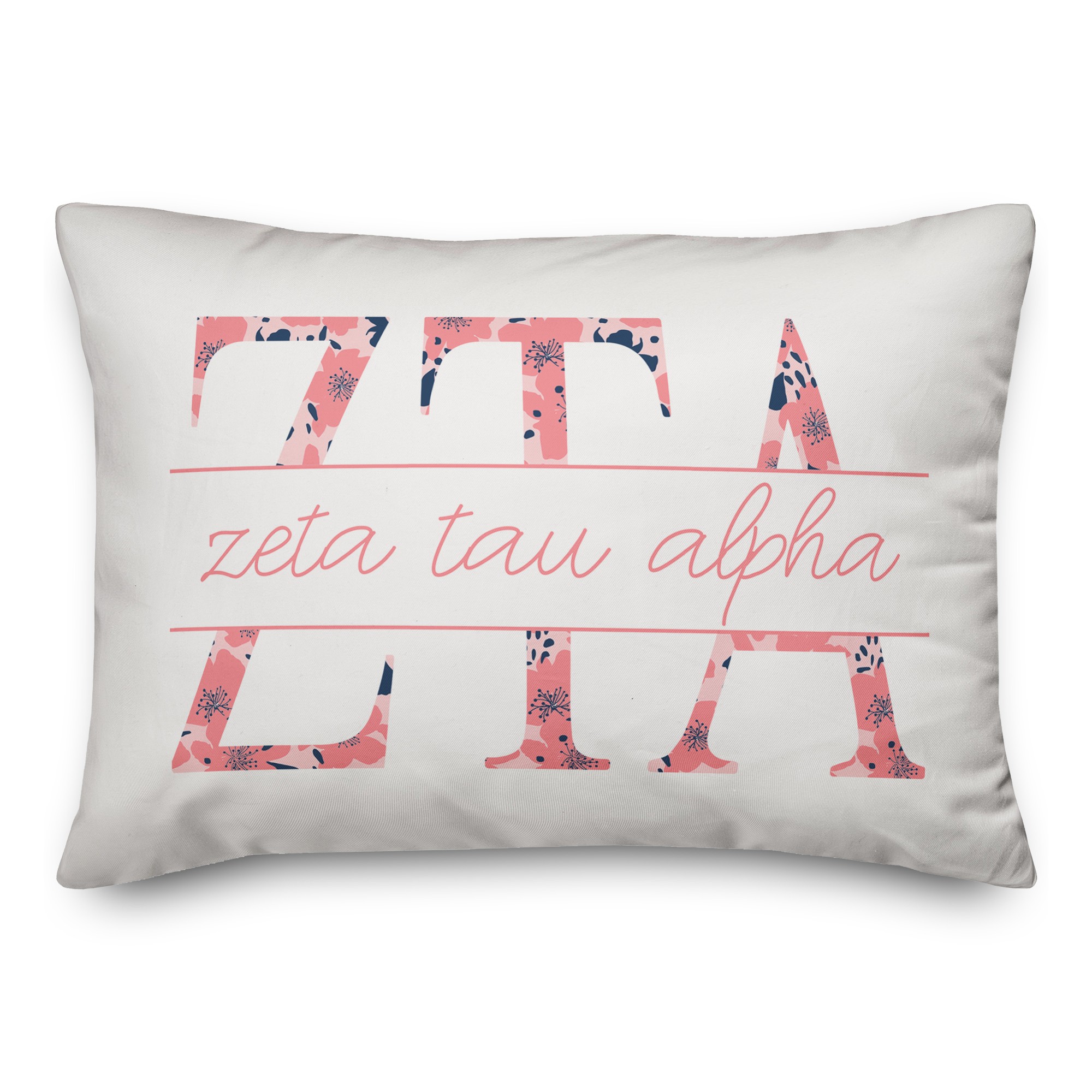 Floral Greek Letters Spun Poly Pillow