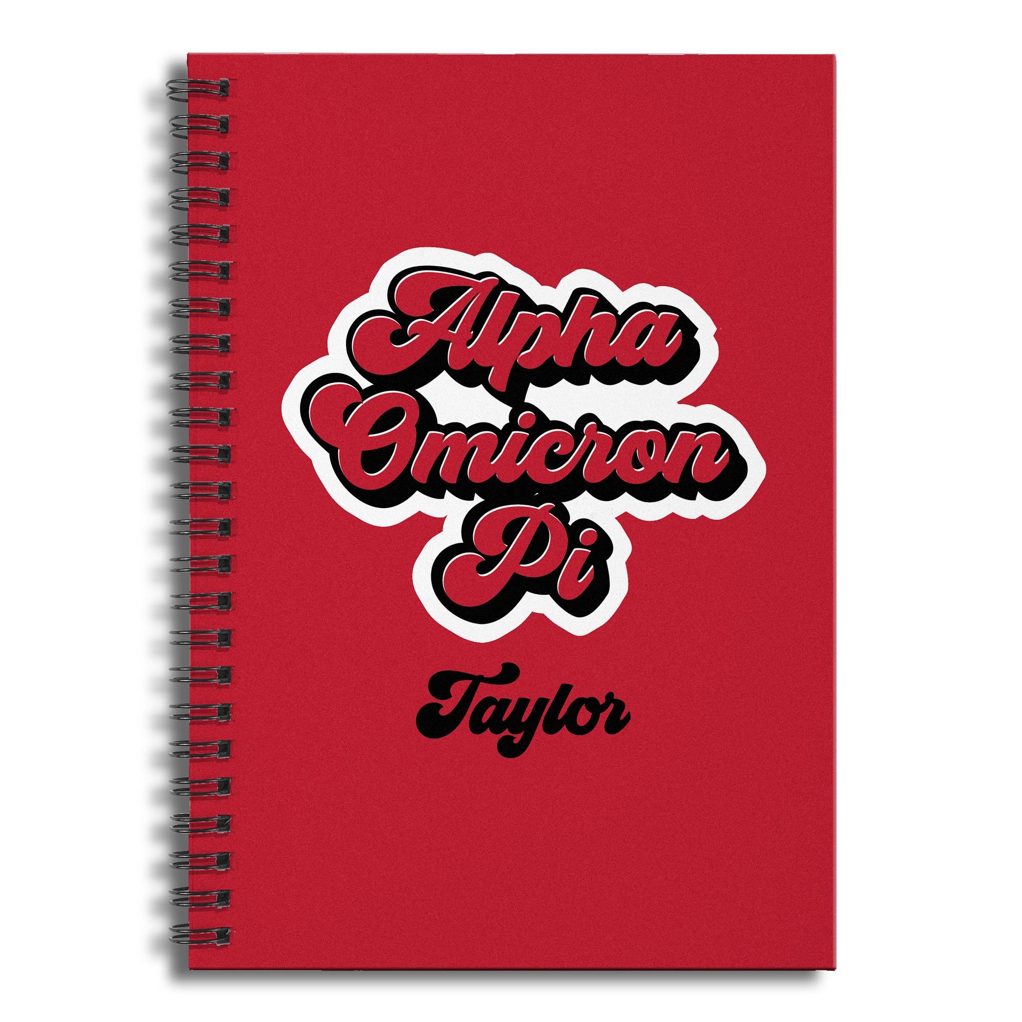 Retro Alpha Omicron Pi 6x8 Personalized Ruled Spiral Notebook