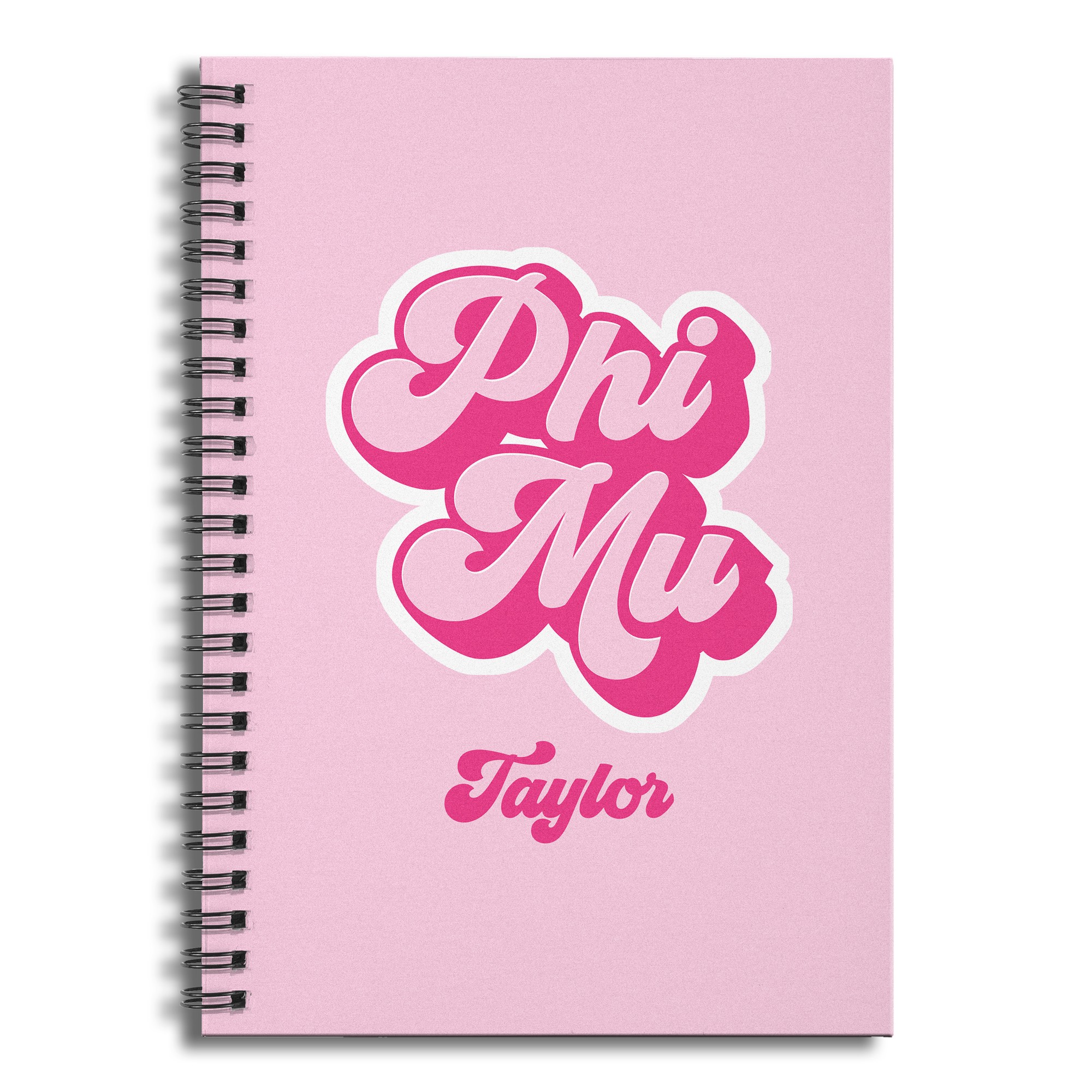 Retro Phi Mu 6x8 Personalized Ruled Spiral Notebook