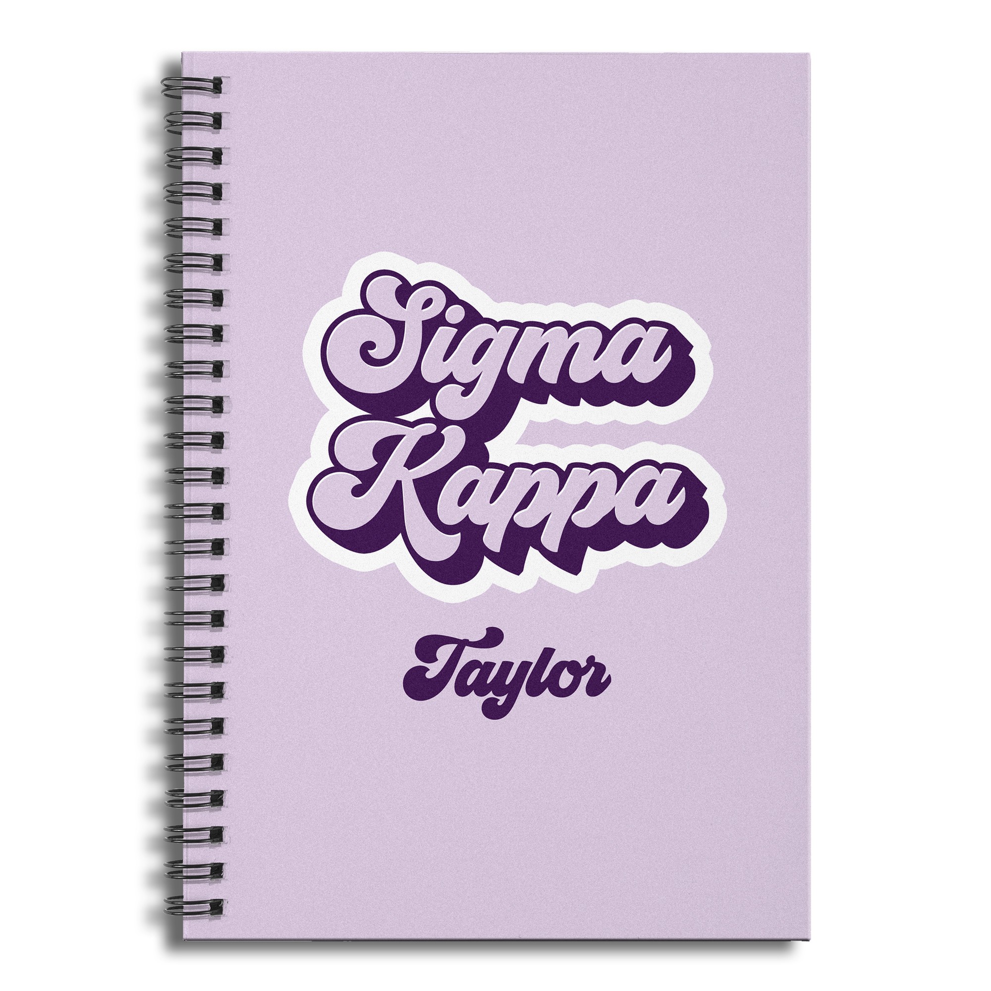 Retro Sigma Kappa 6x8 Personalized Ruled Spiral Notebook