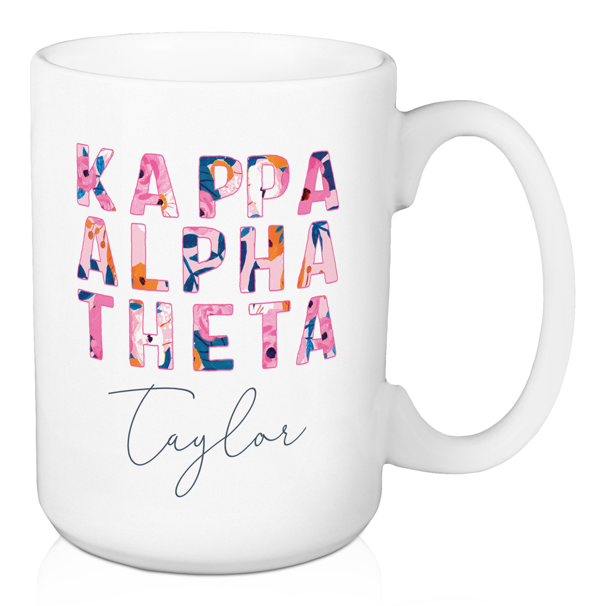 Floral Kappa Alpha Theta 15 oz Personalized Mug