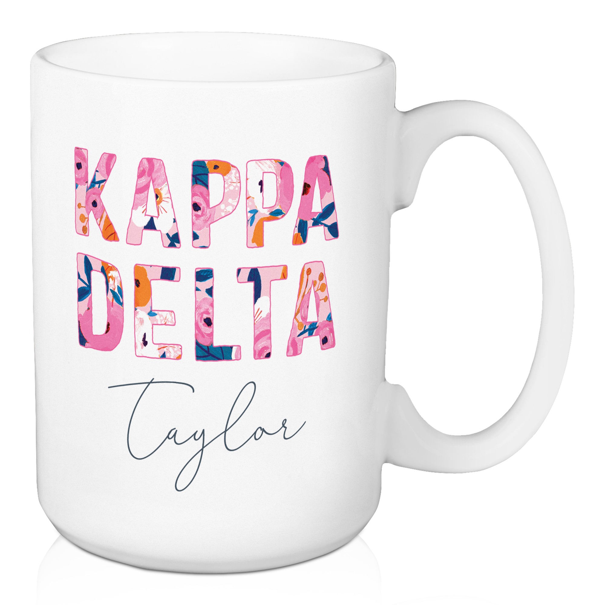 Floral Kappa Delta 15 oz Personalized Mug