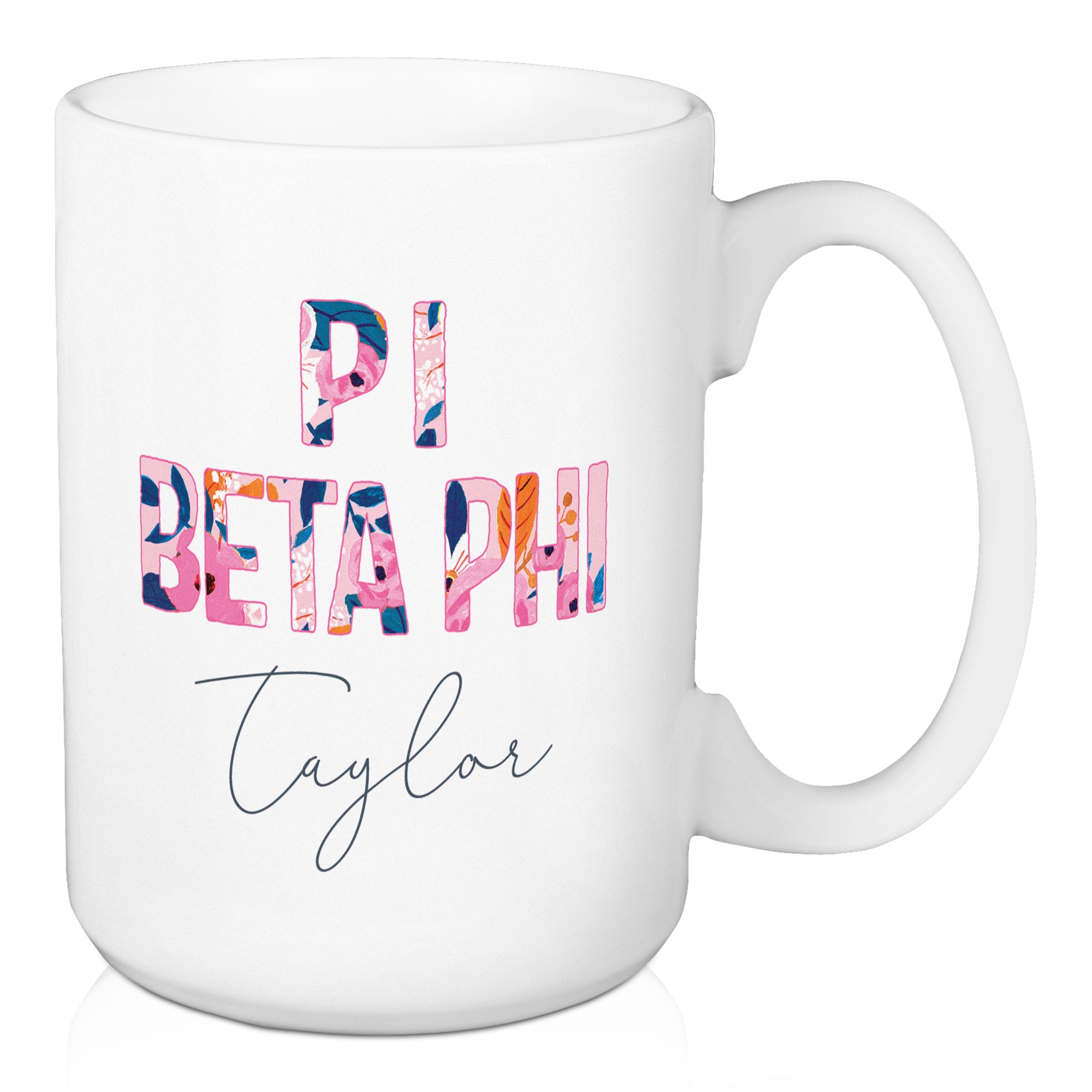 Floral Pi Beta Phi 15 oz Personalized Mug