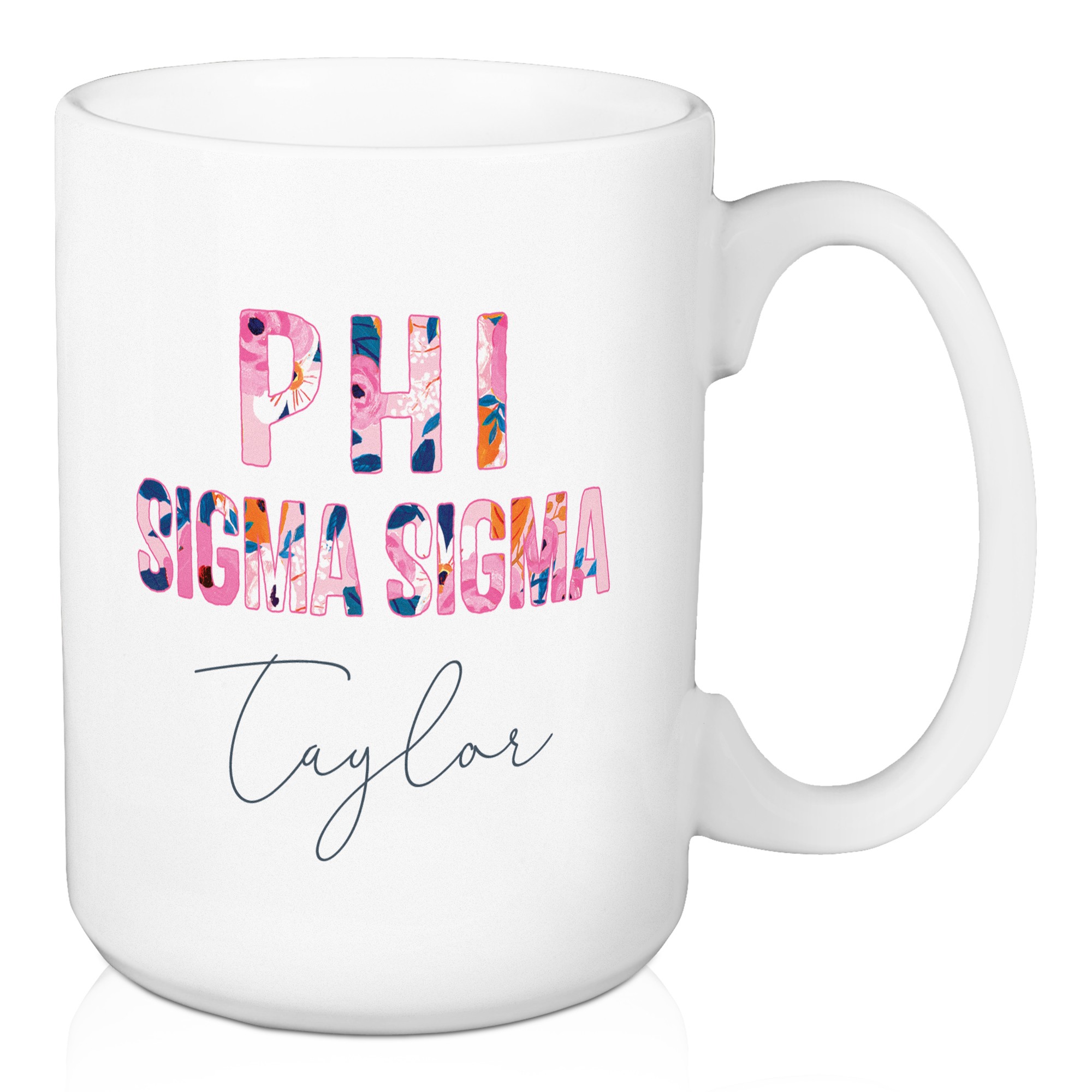 Floral Phi Sigma Sigma 15 oz Personalized Mug