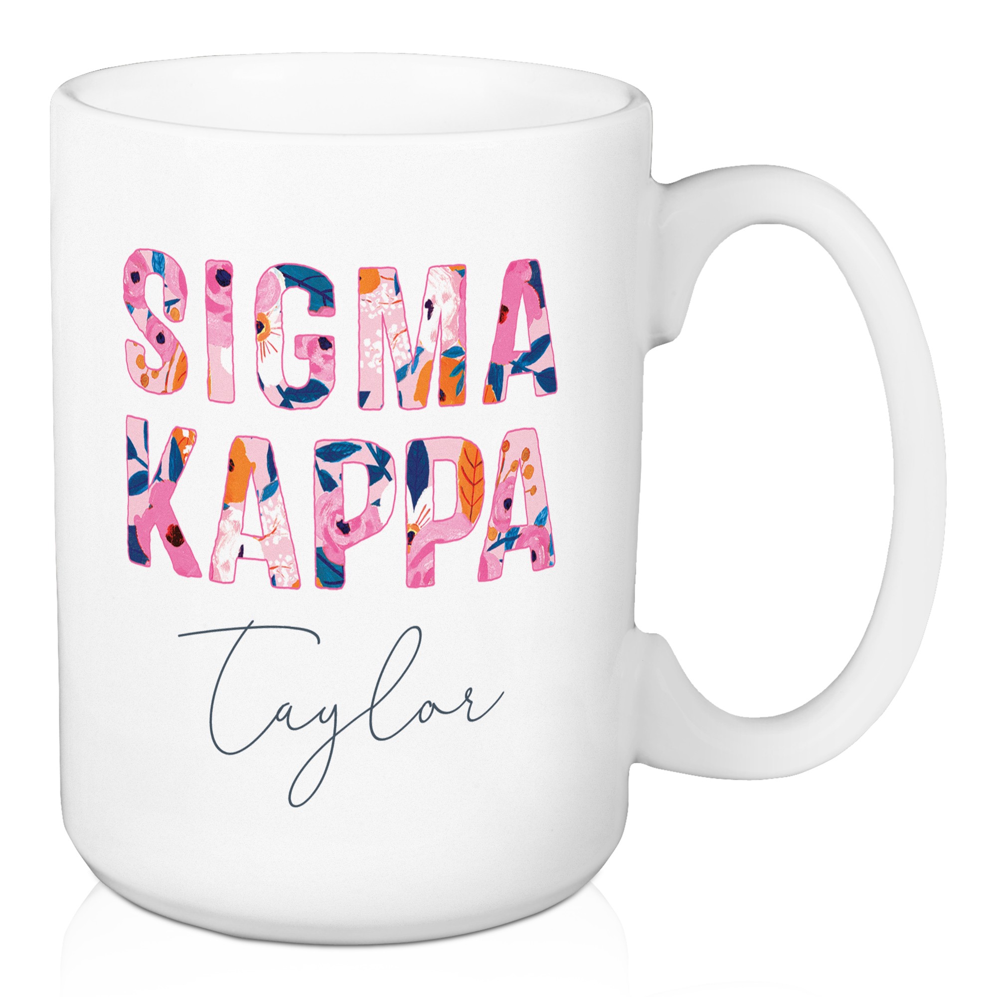 Floral Sigma Kappa 15 oz Personalized Mug
