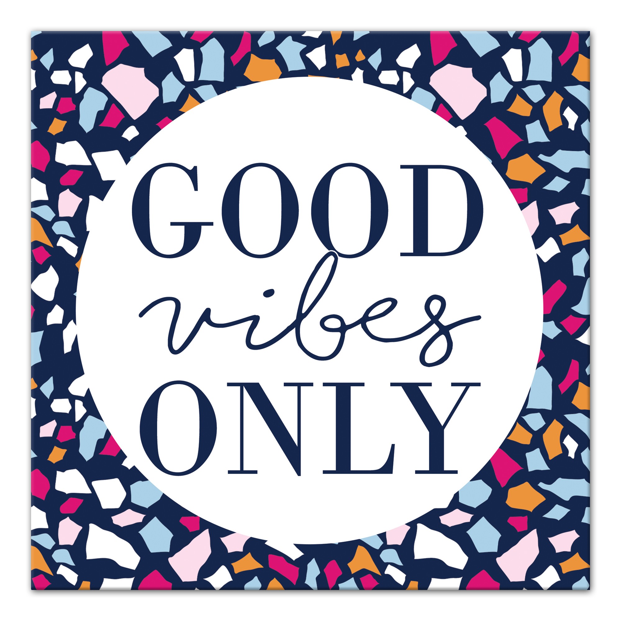 Designs Direct Creative Group Good Vibes Only Navy Terrazzo 12x12 Canvas Wall Art
