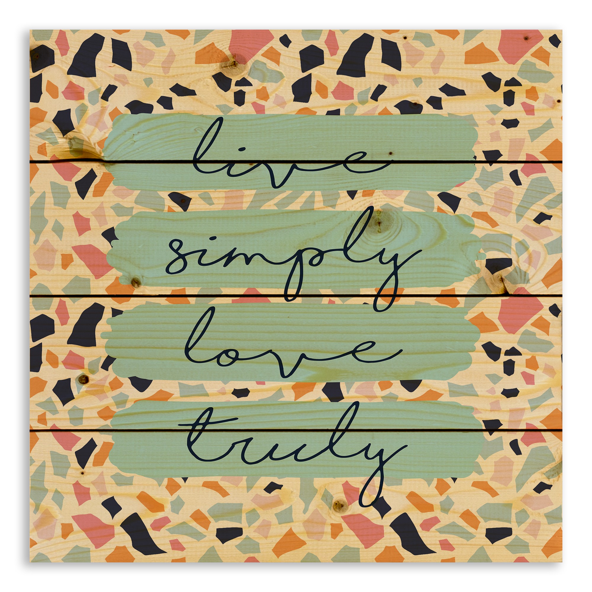 Designs Direct Creative Group Live Simply Love Truly Terrazzo 14x14 Pallet Wood Art
