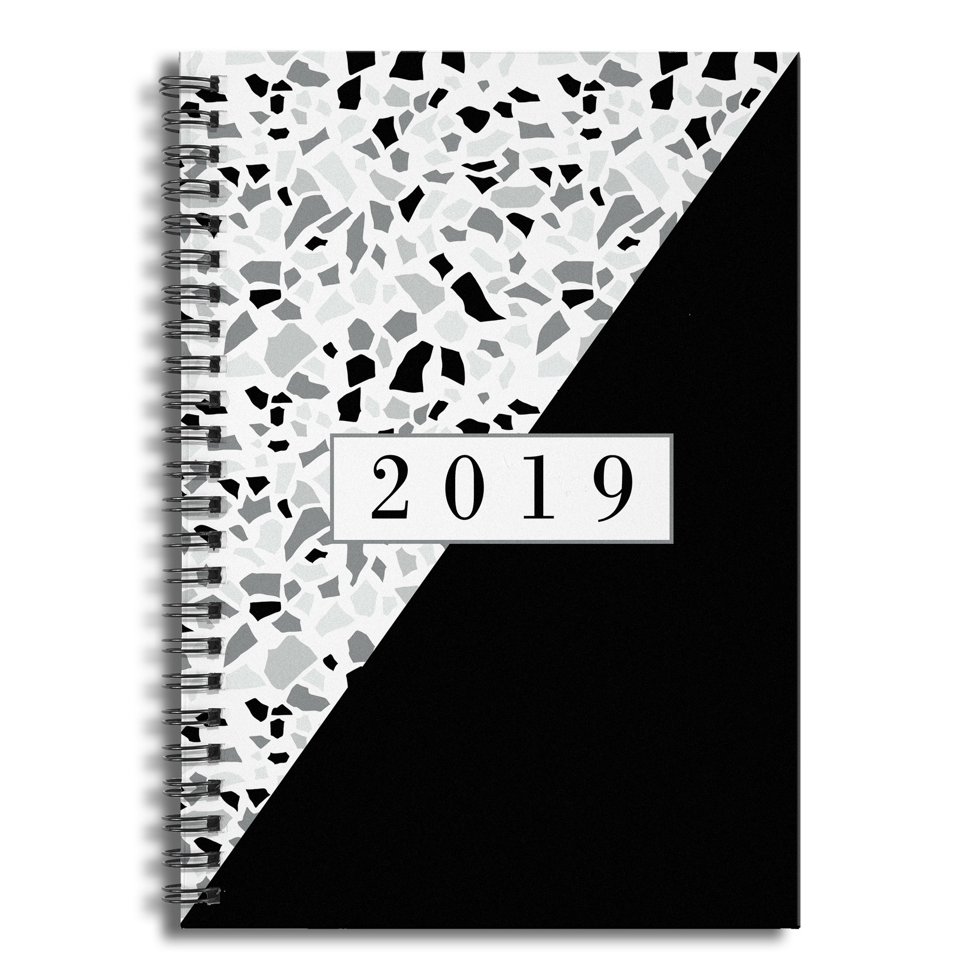 Designs Direct Creative Group 2019 Monochromatic Terrazzo Pattern 6x8 Ruled Spiral Notebook