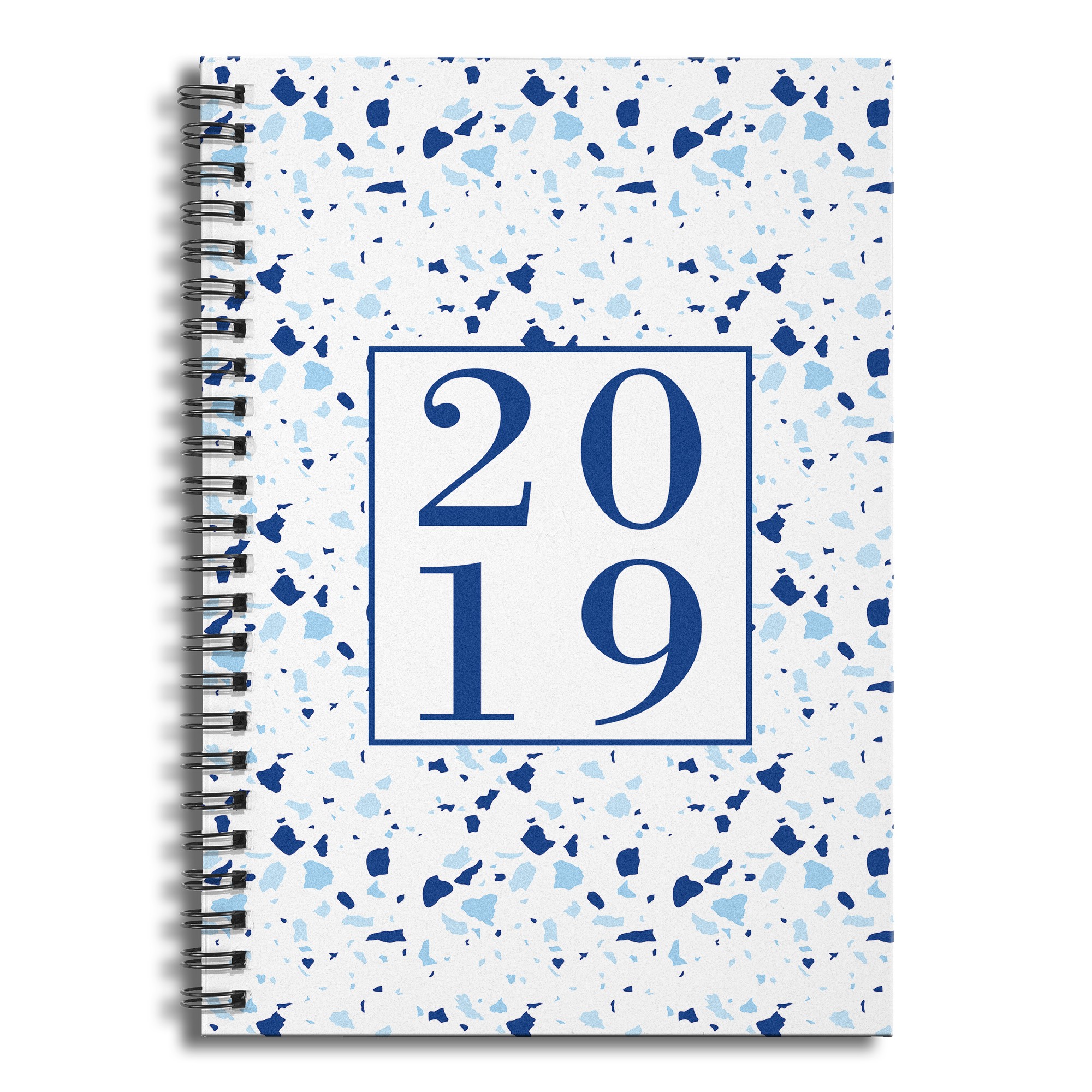 Designs Direct Creative Group 2019 Blue Terrazzo Pattern 6x8 Ruled Spiral Notebook