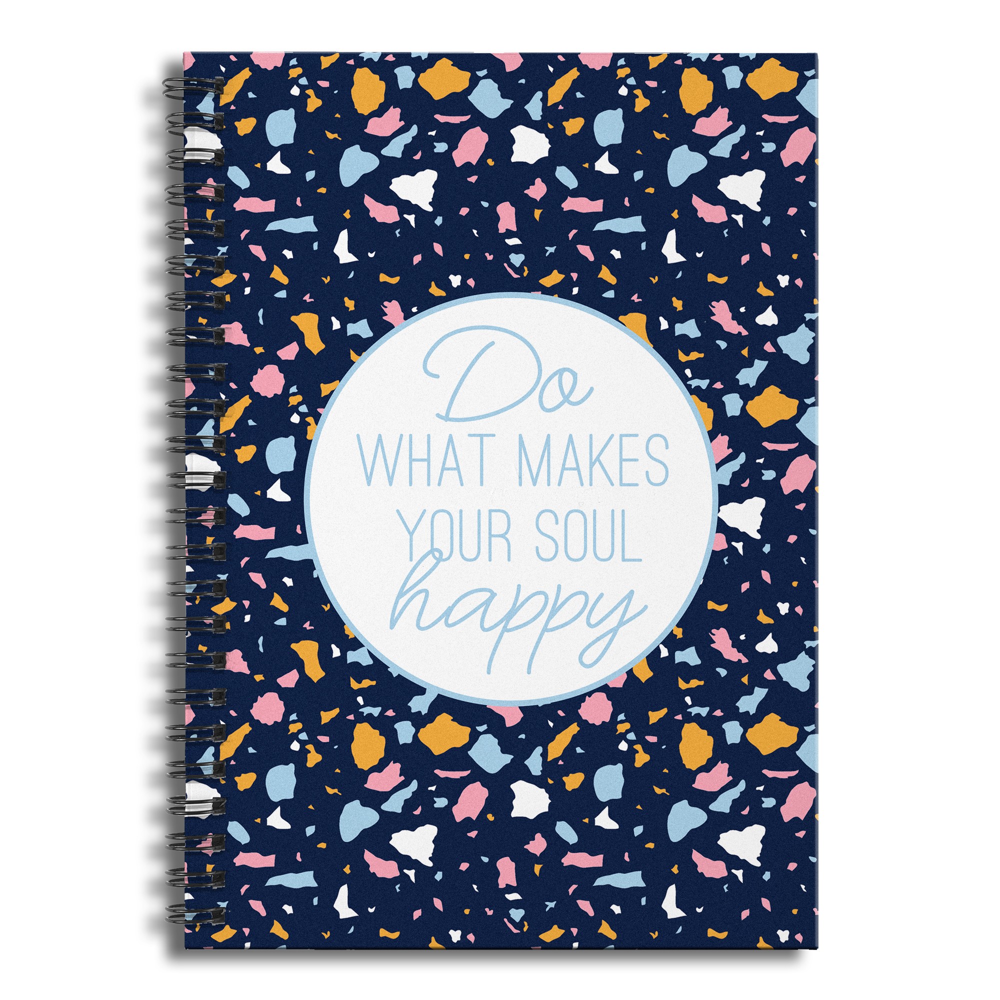 Designs Direct Creative Group Happy Soul Navy Terrazzo Pattern 6x8 Ruled Spiral Notebook