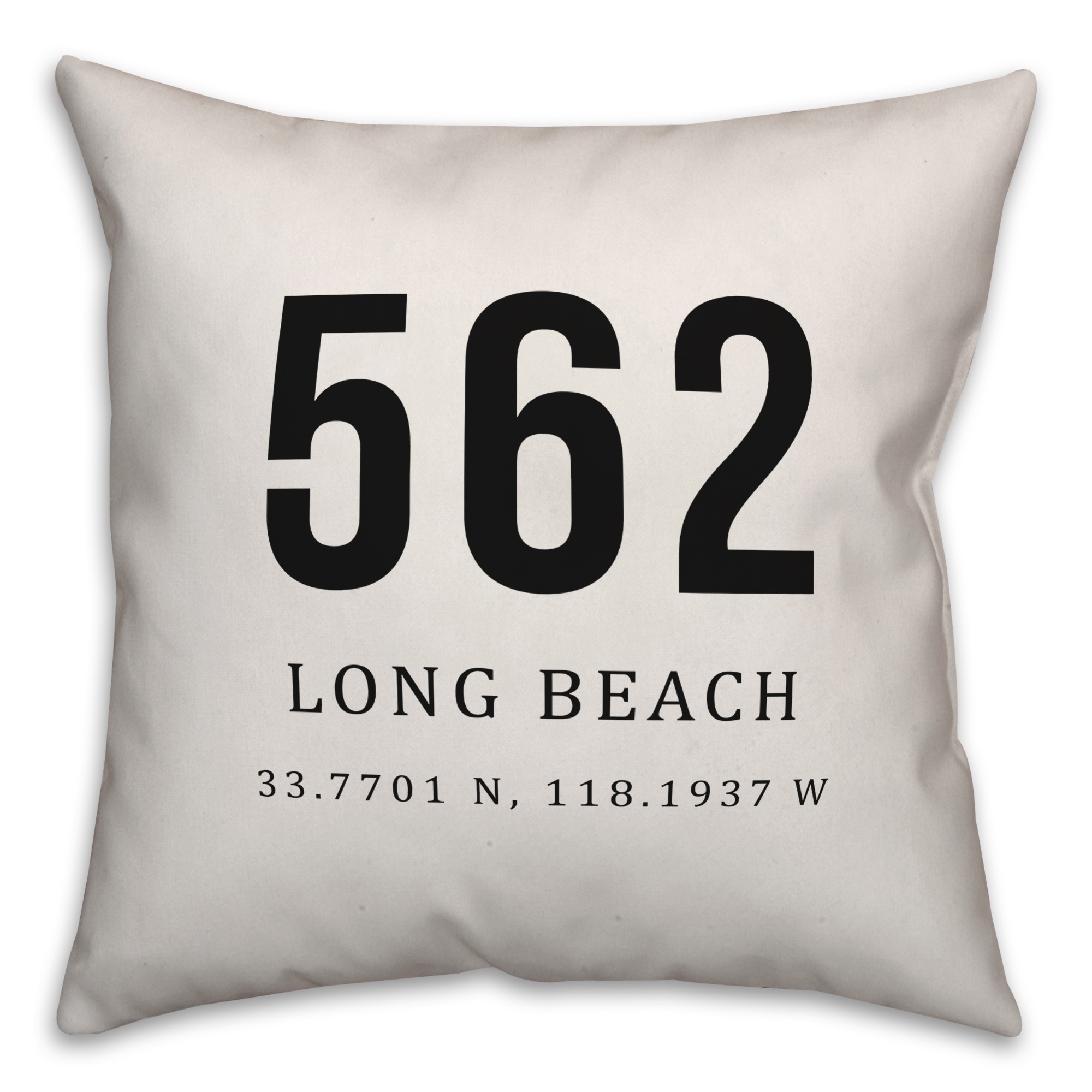 Long Beach Coordinates 18x18 Indoor / Outdoor Pillow