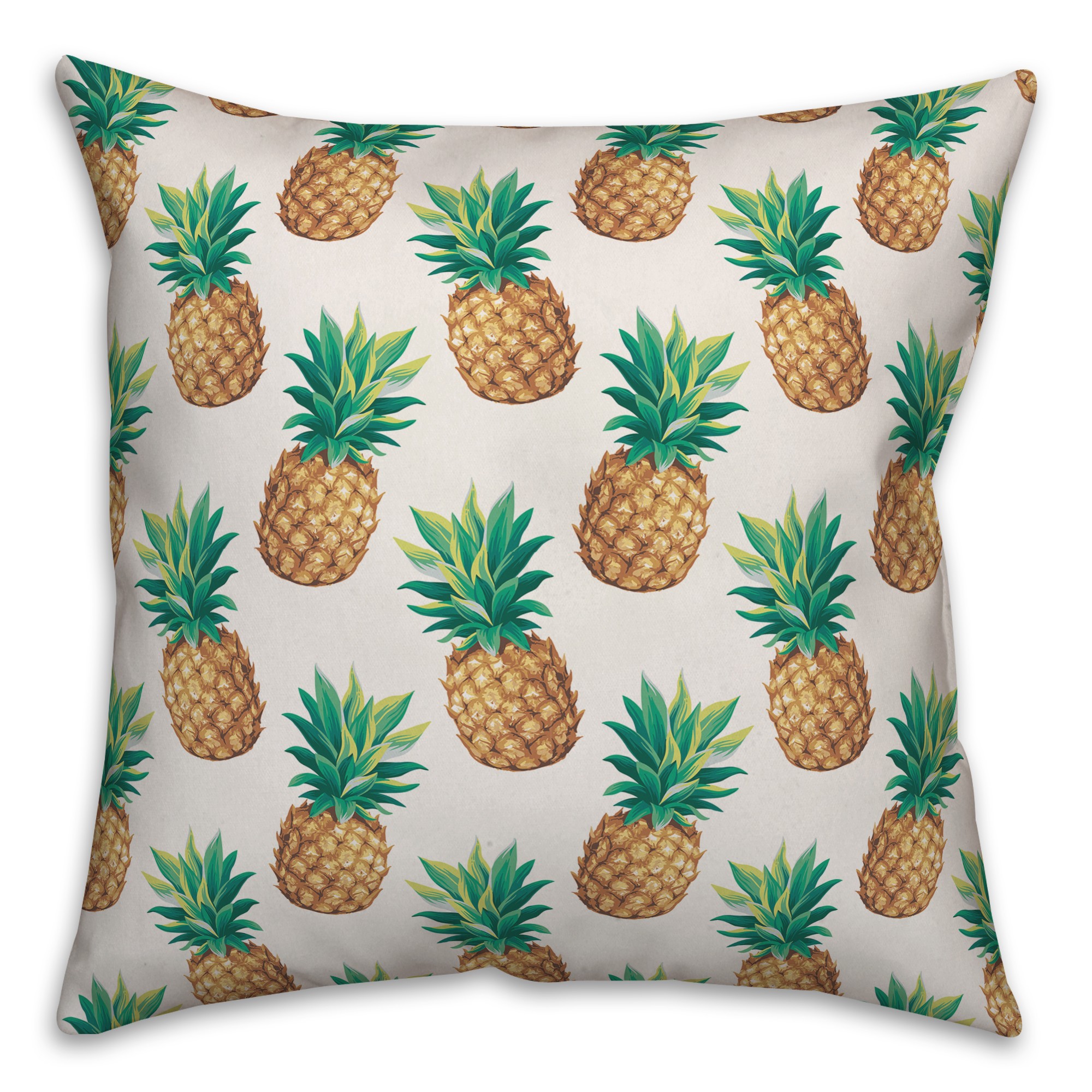 Pineapple Pattern White 18x18 Indoor / Outdoor Pillow