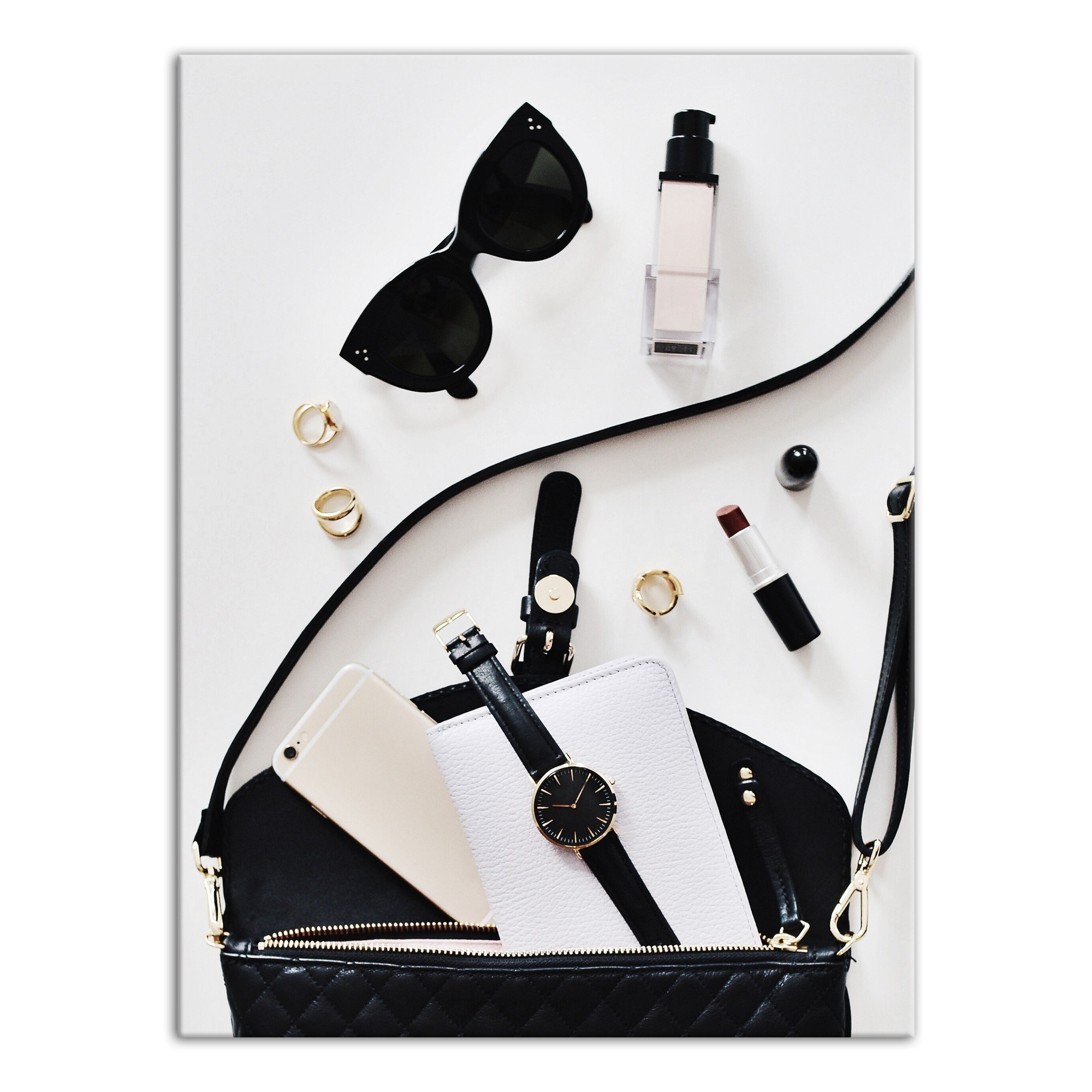 Accessories Spilt Out Of Purse 18x24 Canvas Wall Art