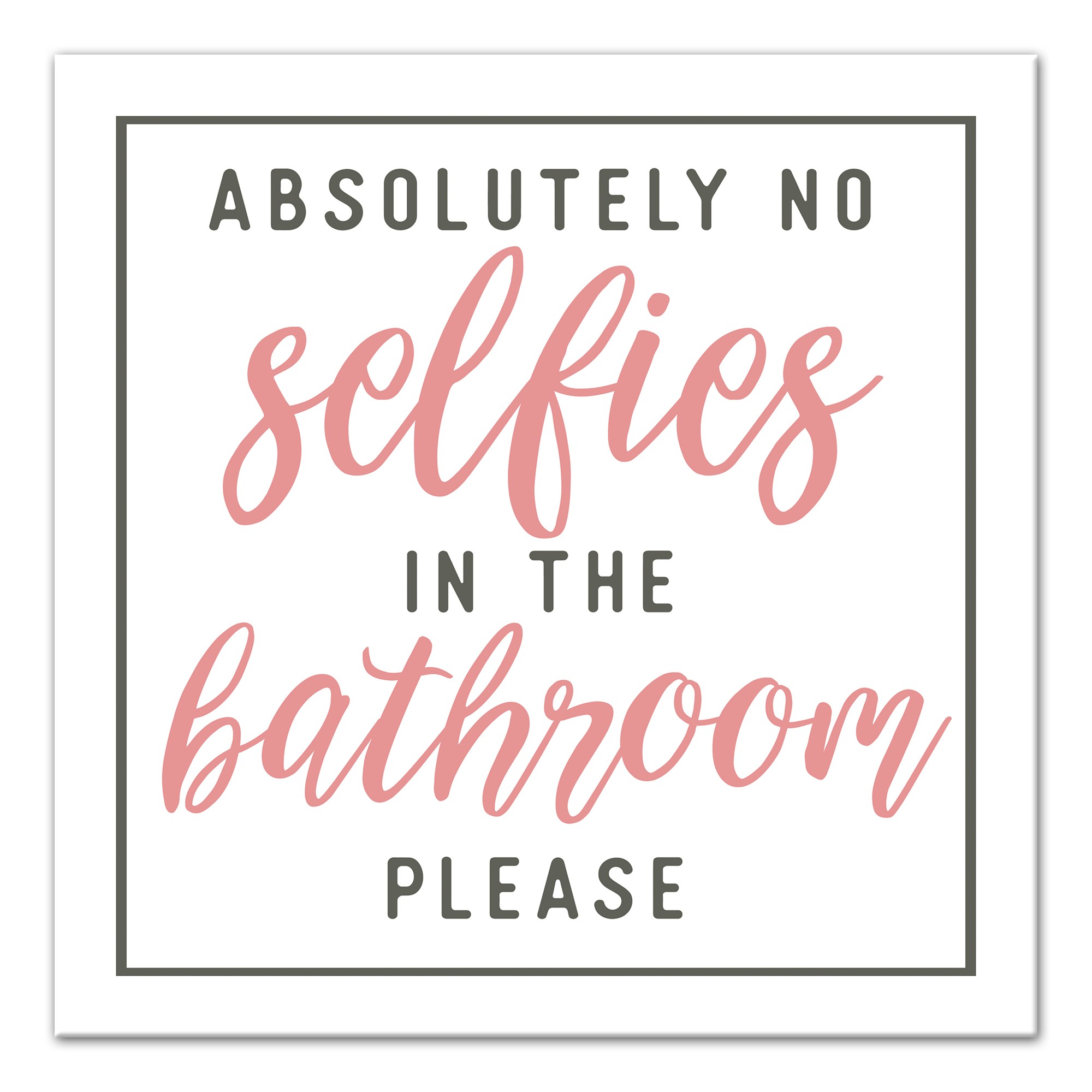Absolutely No Selfies In The Bathroom Please 16x16 Canvas Wall Art
