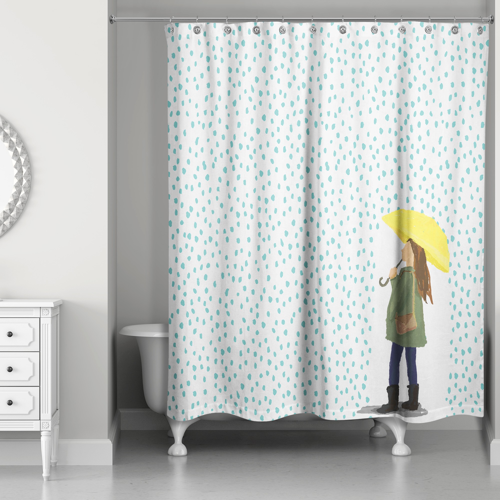 Girl Caught In The Rain 71x74 Shower Curtain