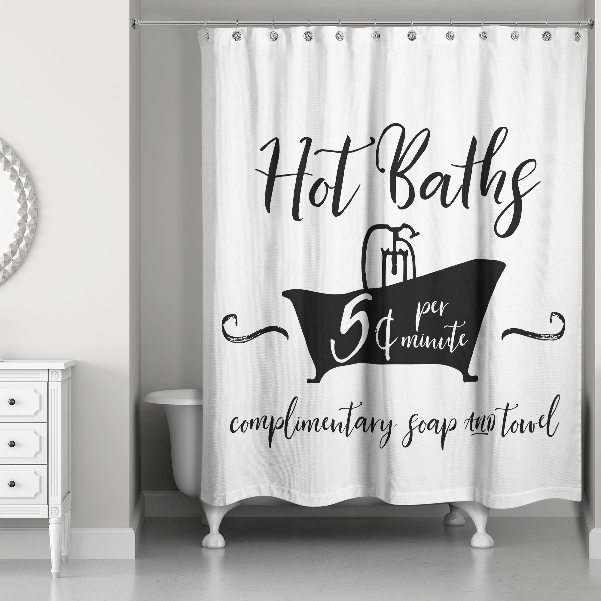 Hot Baths 71x74 Shower Curtain