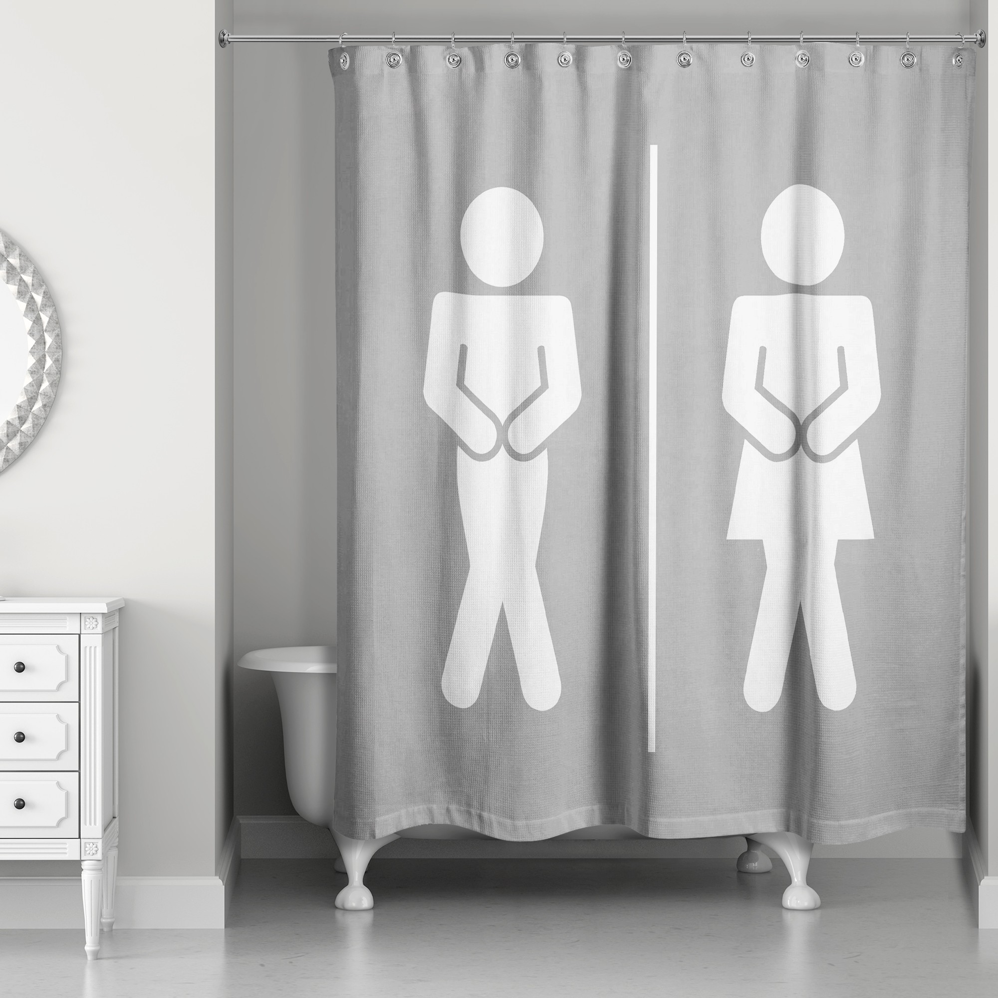 Gender Neutral Bathroom 71x74 Shower Curtain