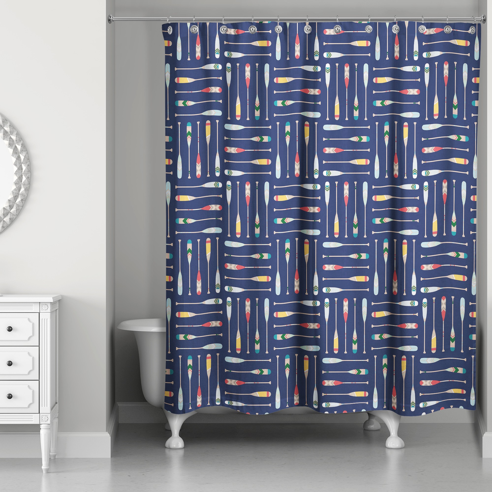 Oar Pattern 71x74 Shower Curtain