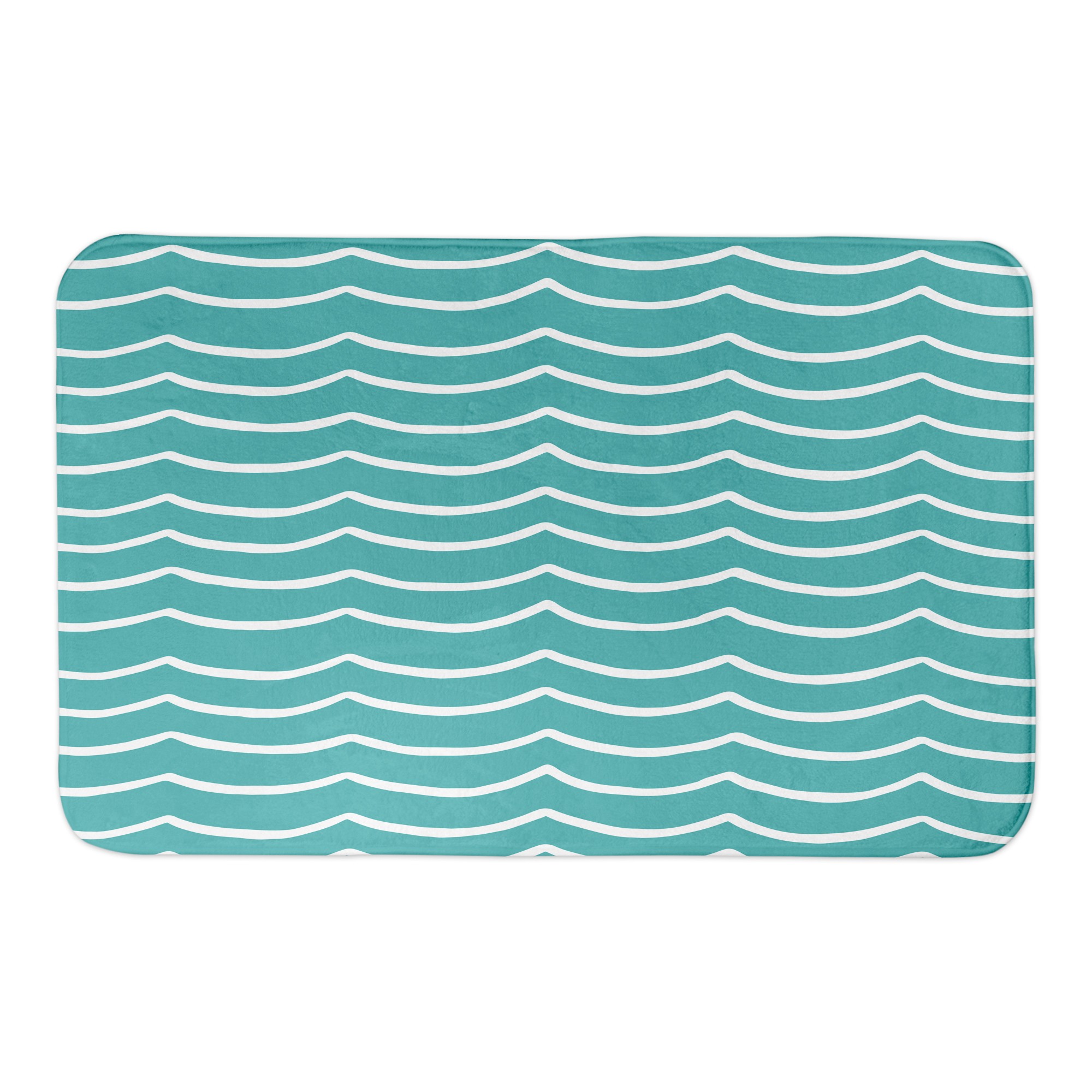 Blue & White Waves Pattern 34x21 Bath Mat
