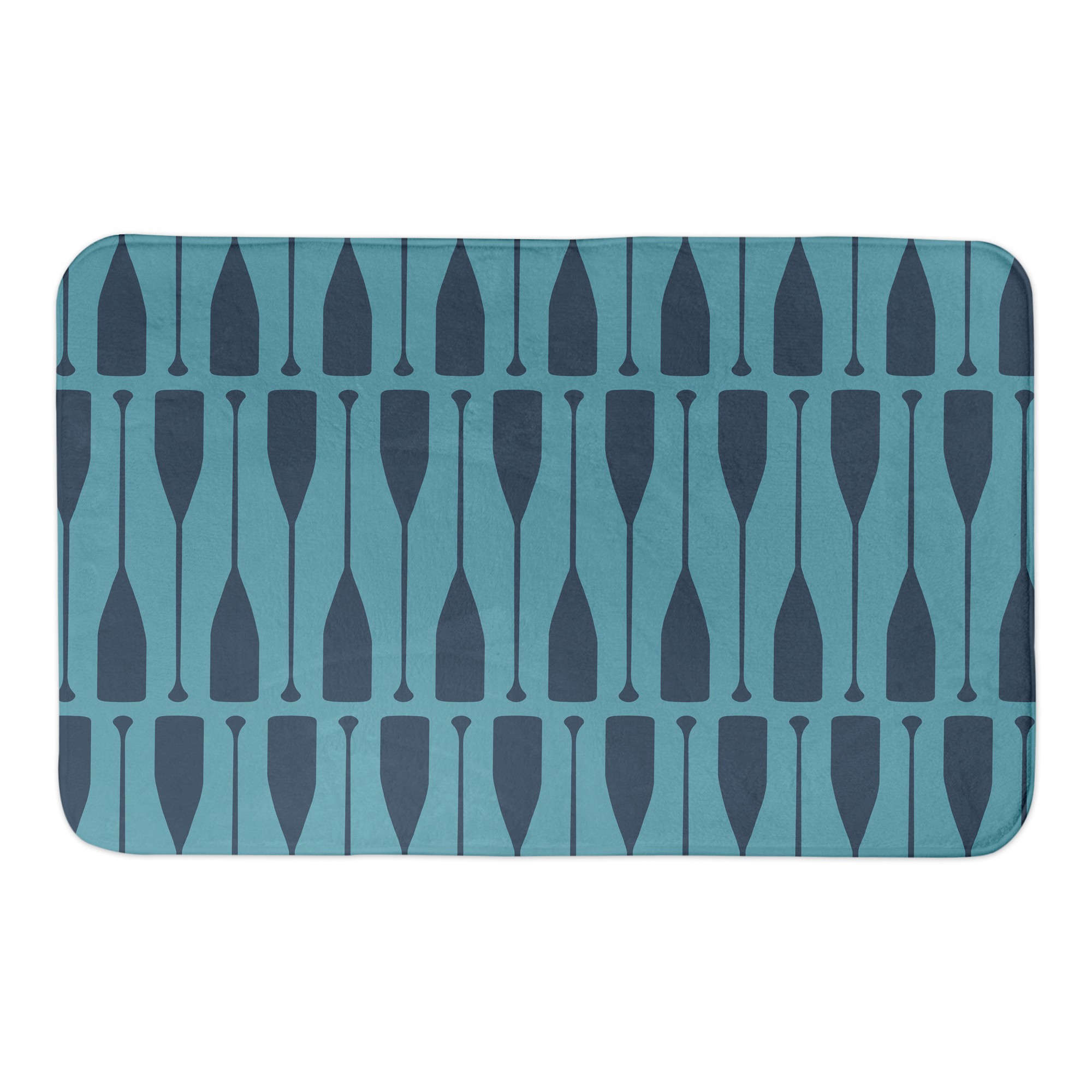 Blue Paddle Pattern 34x21 Bath Mat