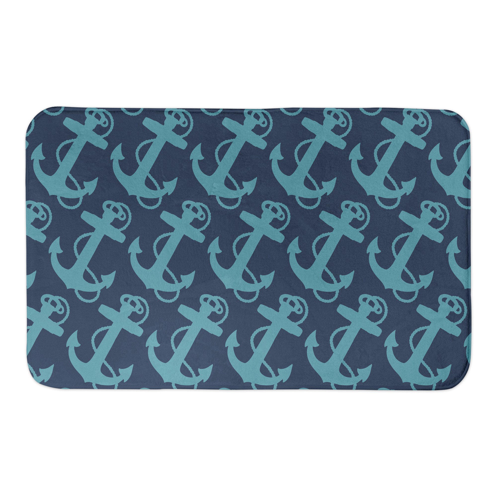 Blue Anchor Pattern 34x21 Bath Mat