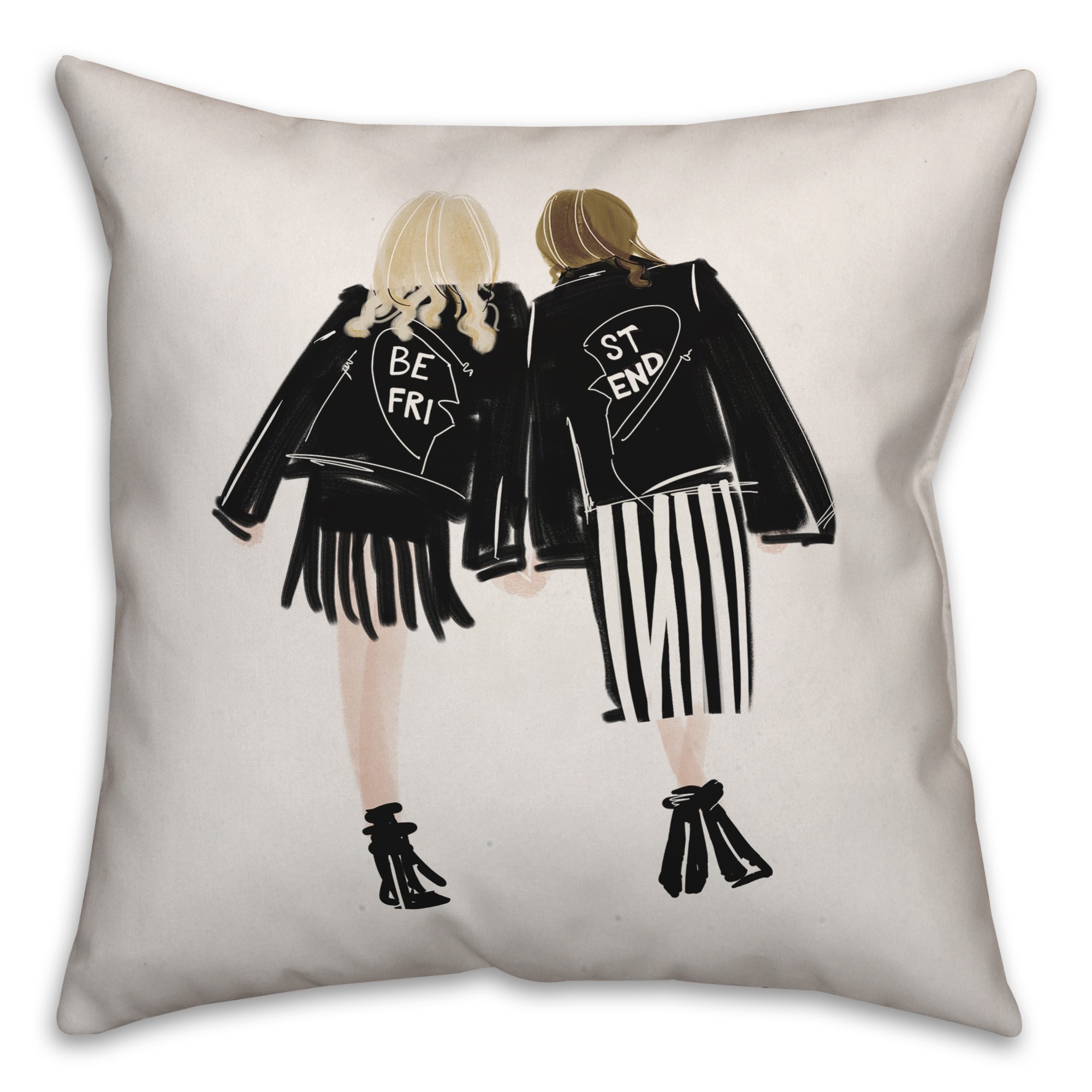 Black Jacket Besties 18x18 Spun Poly Pillow