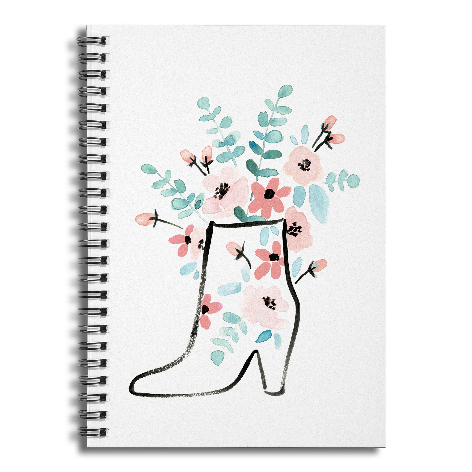 Floral Bootie 6x8 Ruled Spiral Notebook