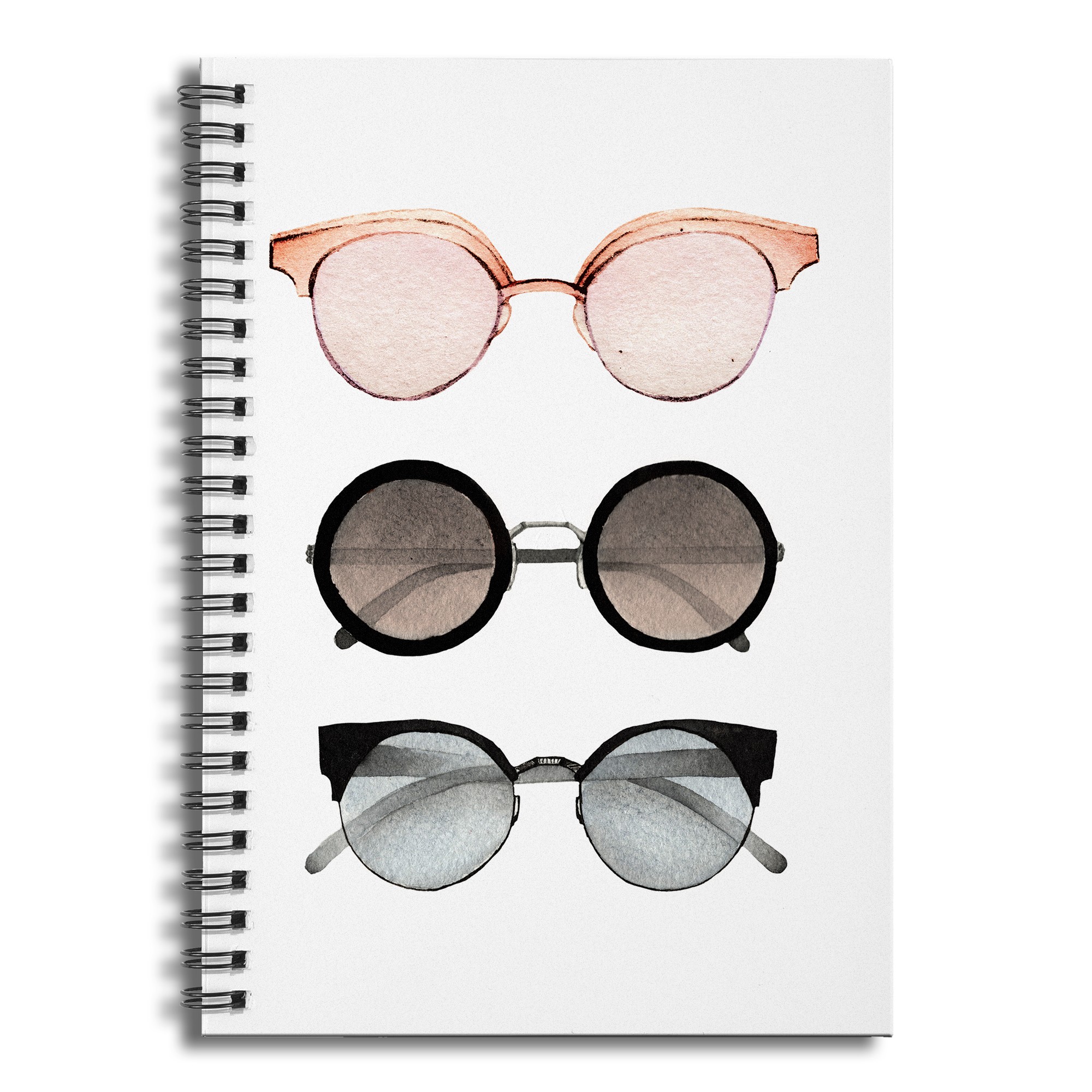 Watercolor Sunnies 6x8 Ruled Spiral Notebook