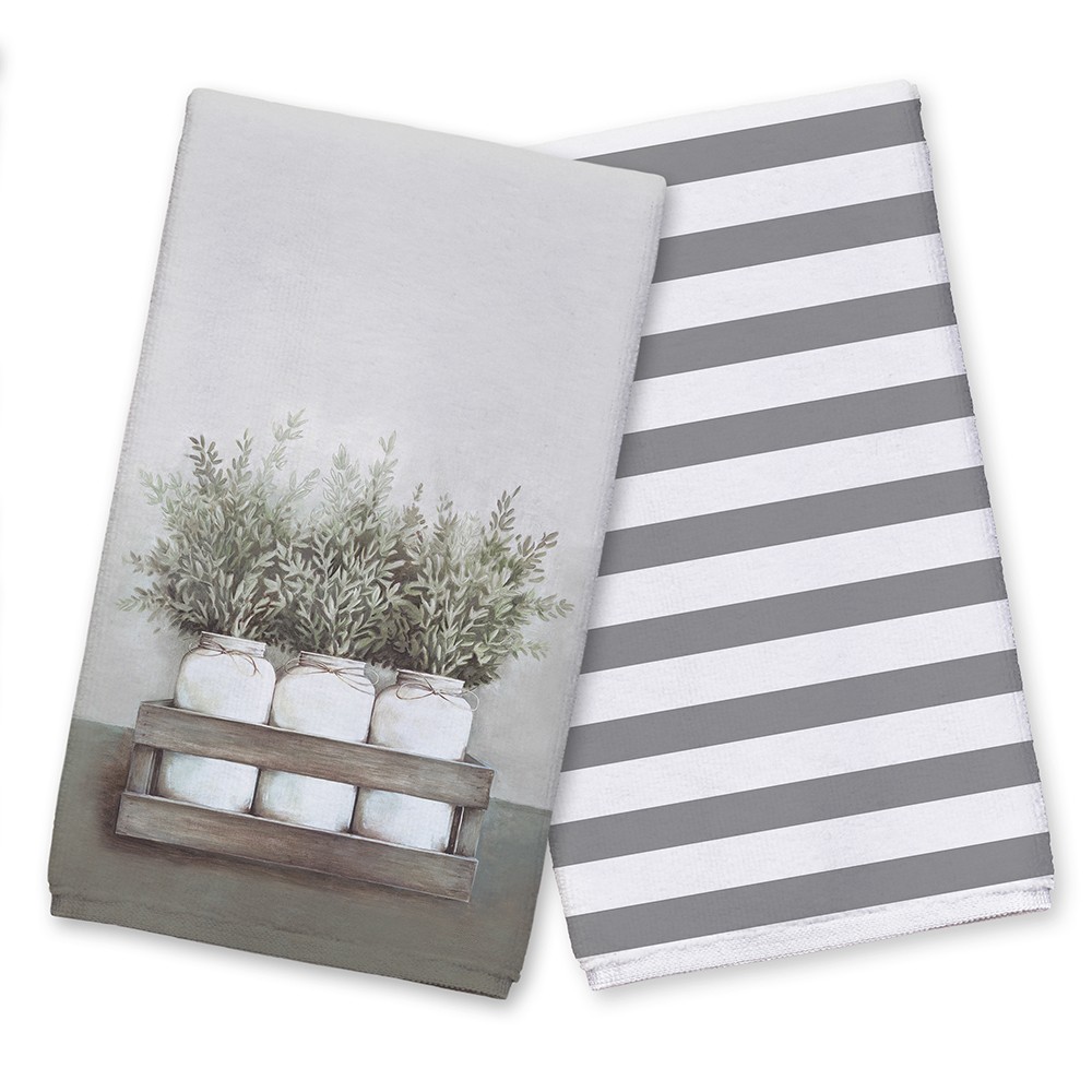 Mason Jar Greenery 16x25 Towel Collection