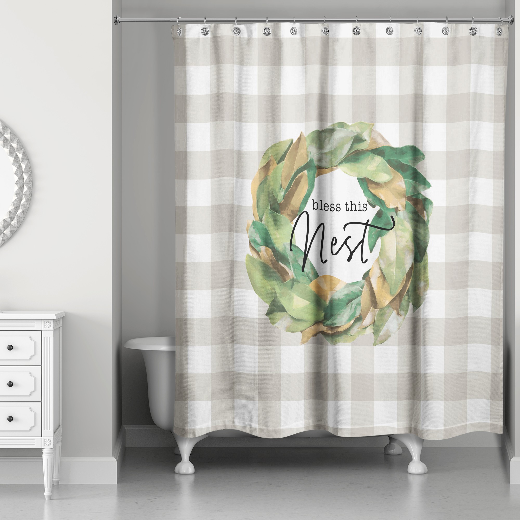 Bless This Nest 71x74 Shower Curtain