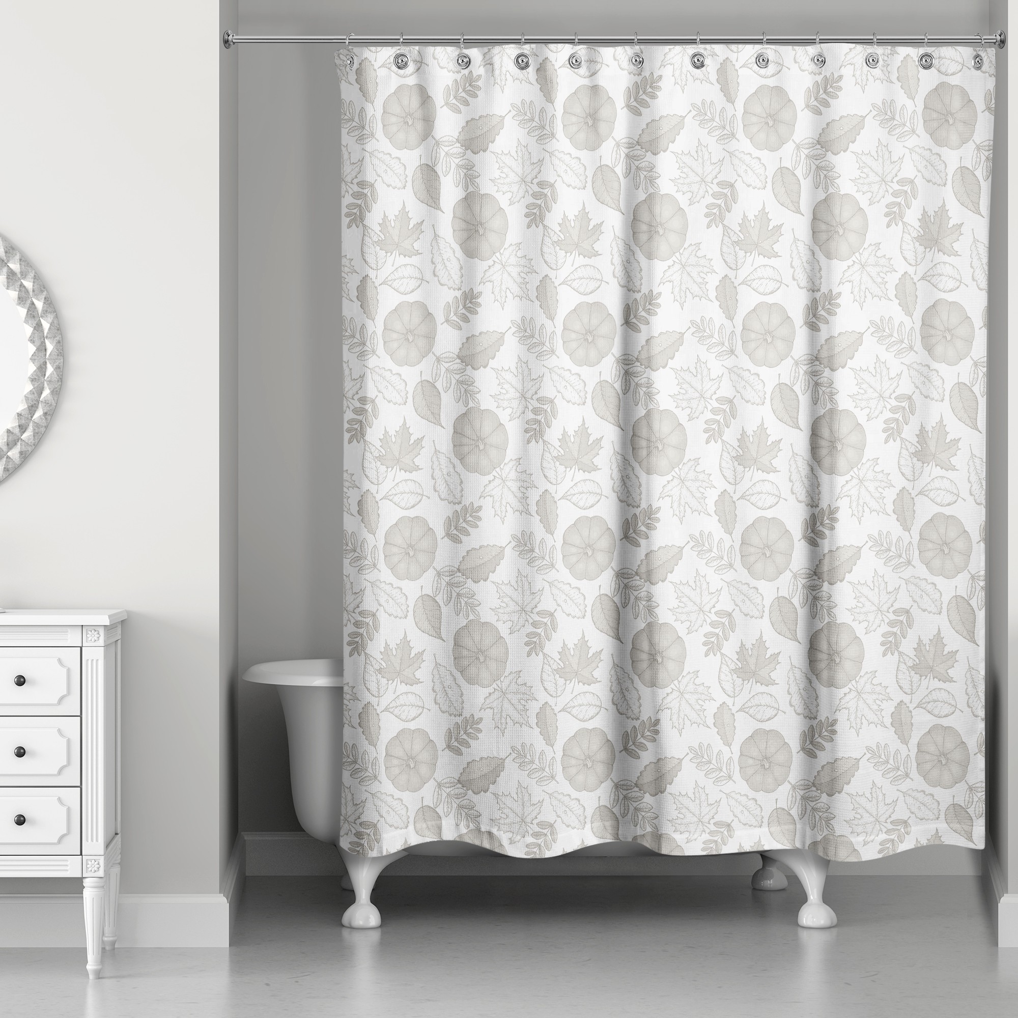Gray Pumpkin Pattern 71x74 Shower Curtain
