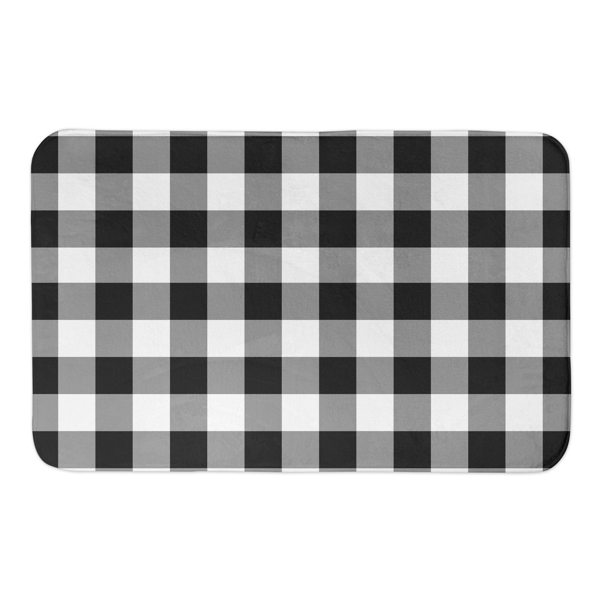 Black and White Buffalo Check Plaid 34x21 Bath Mat