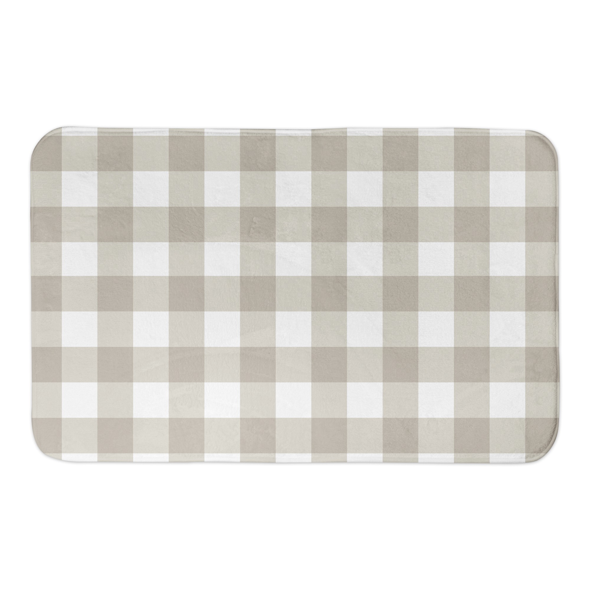 Tan Buffalo Check Plaid 34x21 Bath Mat