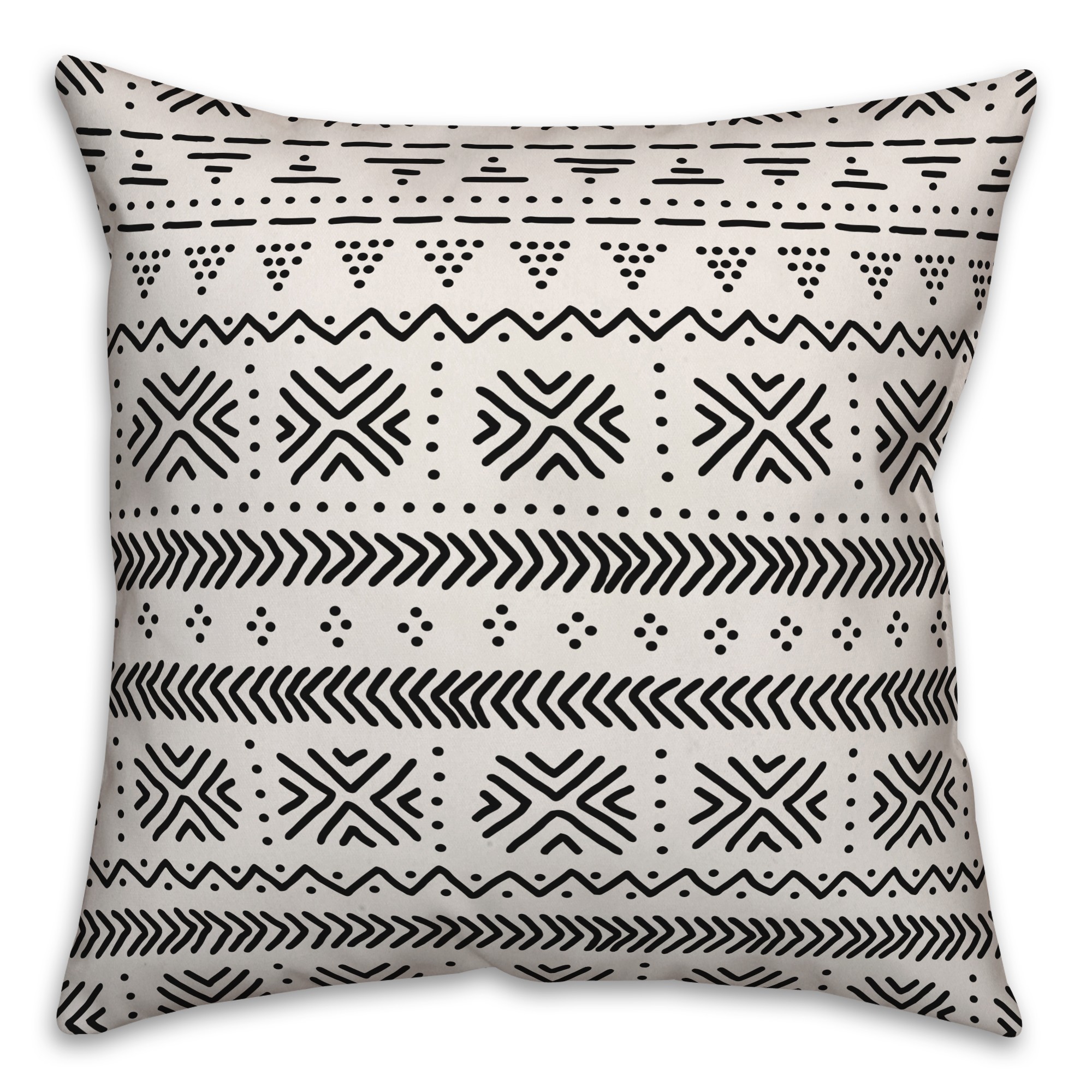Black and White Tribal Pattern 18x18 Spun Poly Pillow