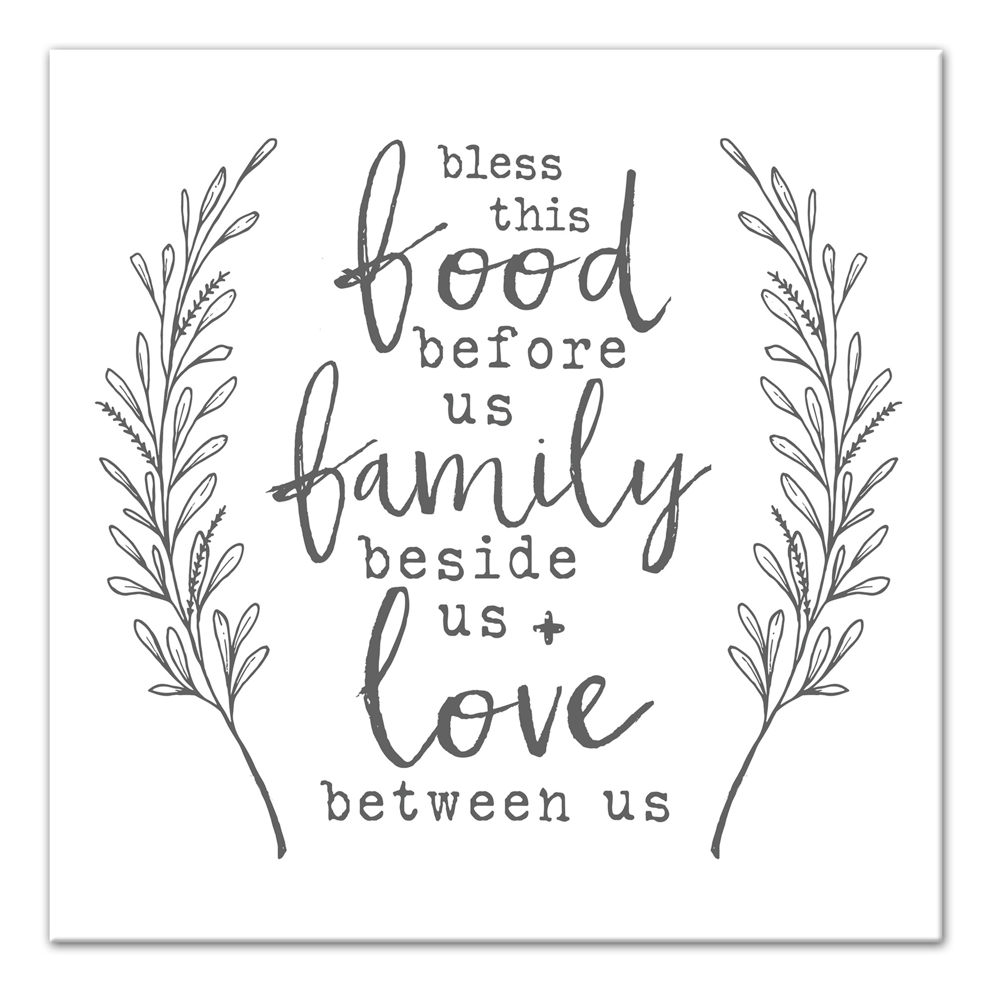 Bless This Food Family and Love 12x12 Canvas Wall Art