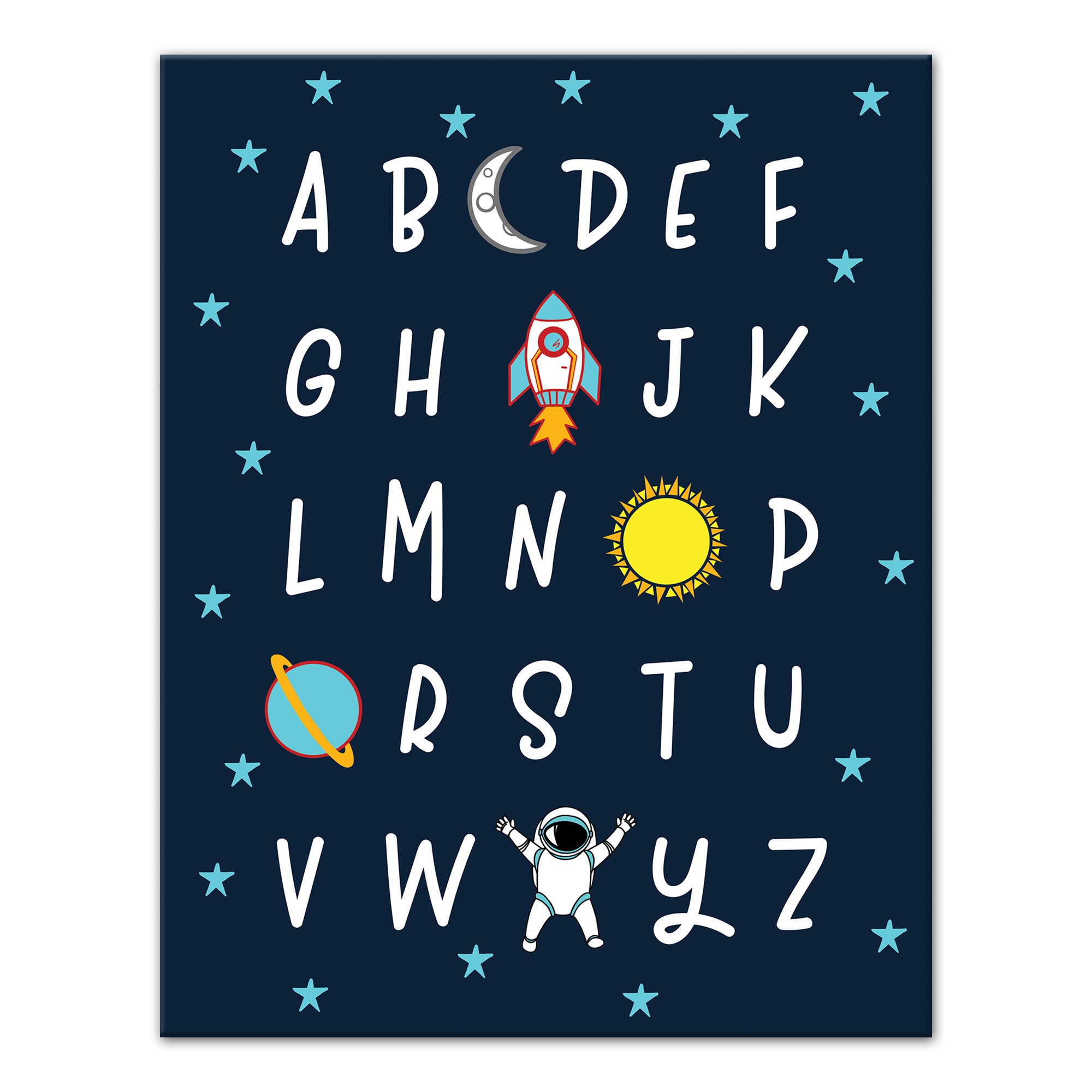 Space Alphabet 11x14 Canvas Wall Art
