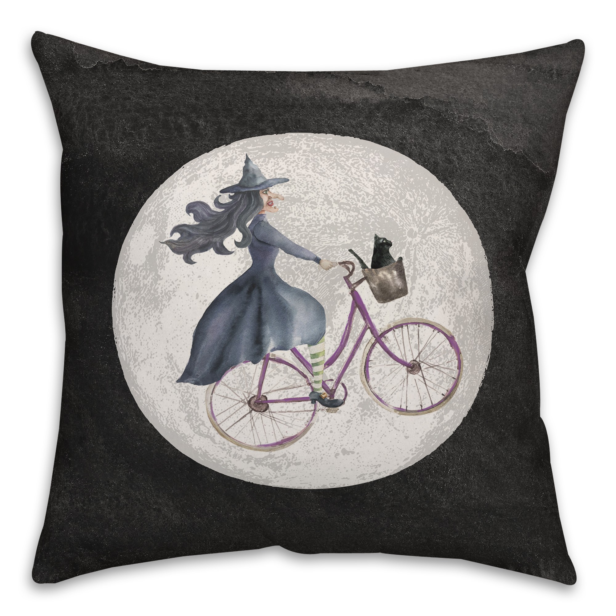 Witch Bike 18x18 Spun Poly Pillow