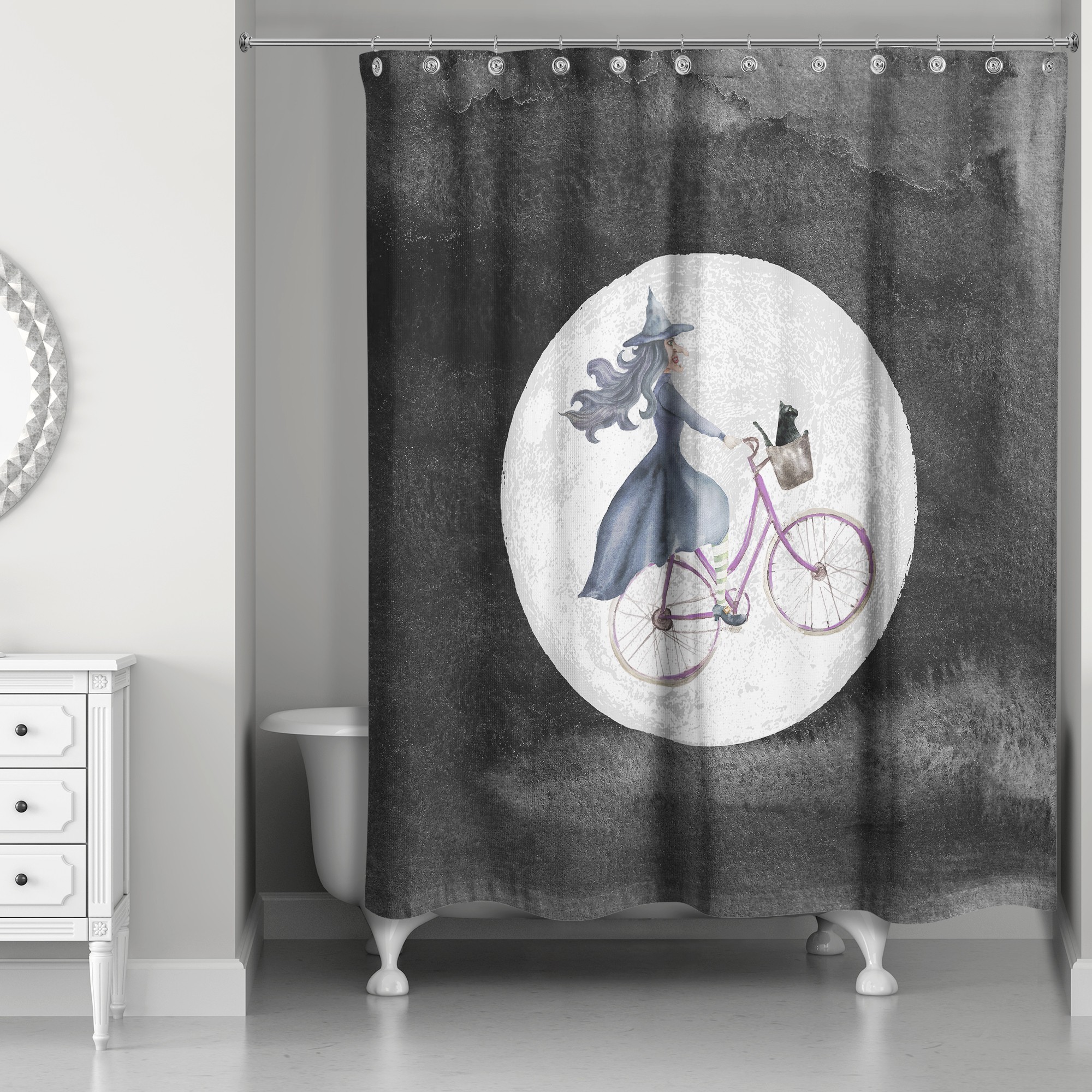 Witch Bike 71x74 Shower Curtain