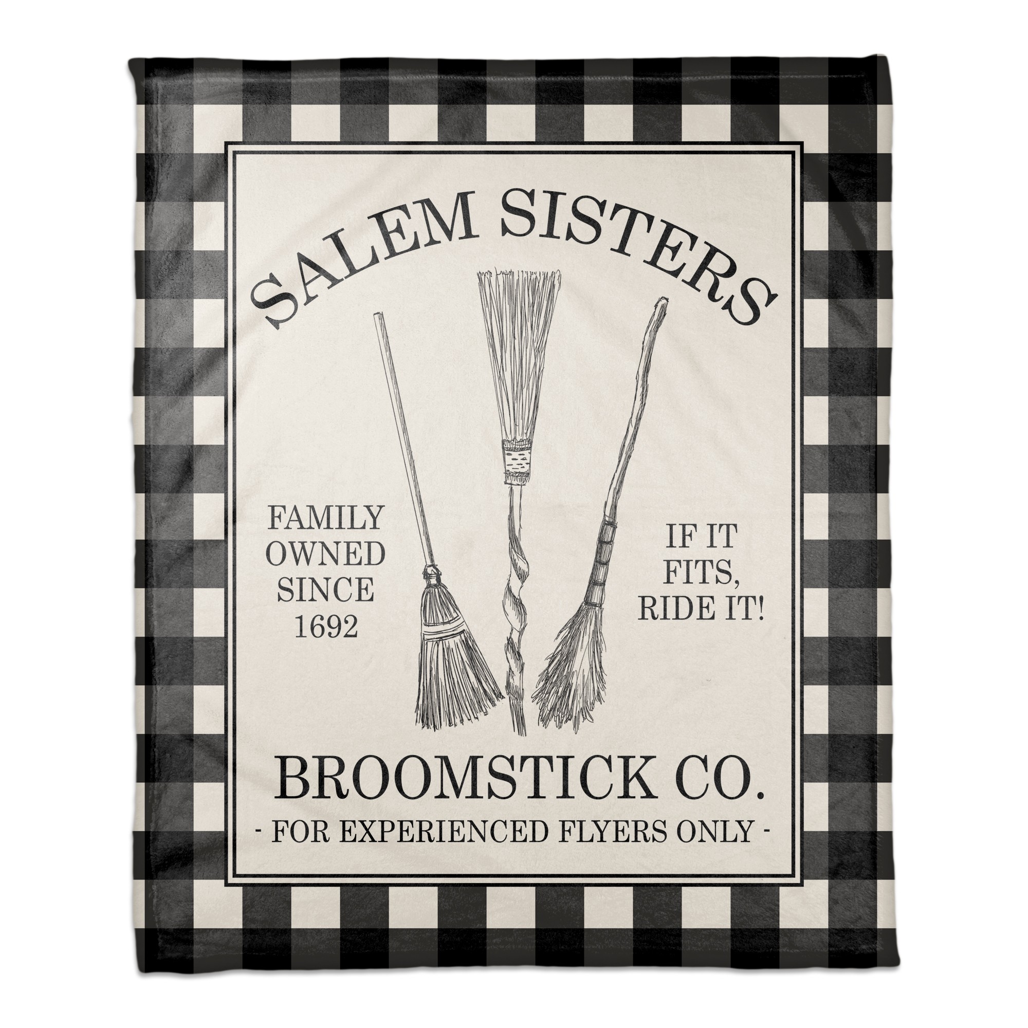 Salem Sisters Broomstick Co. 50x60 Coral Fleece Blanket